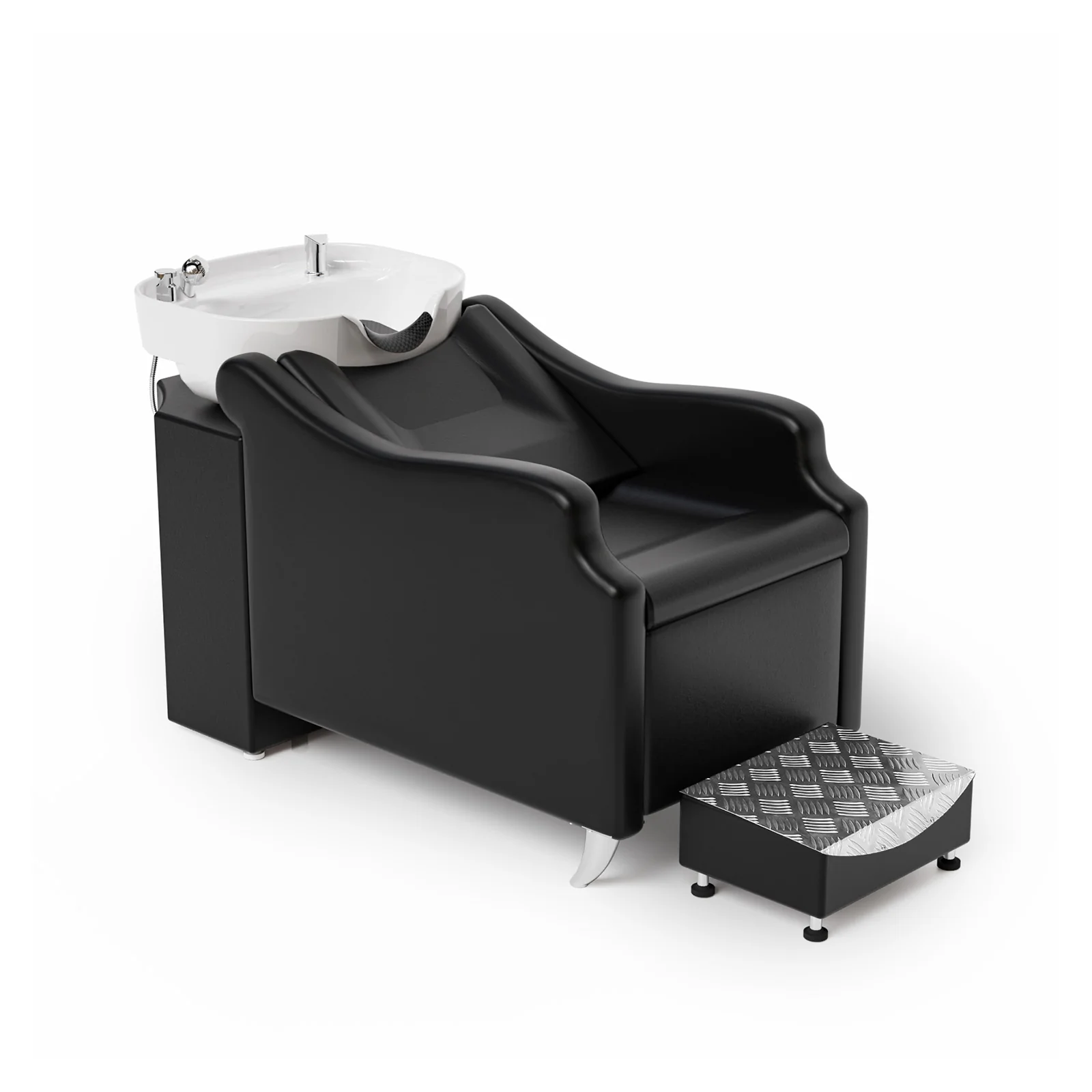 OmySalon BU1301 Salon Shampoo Bowl and Chair Backwash Unit with Extra Large Ceramic Bowl & Freestanding Ottoman - Image 26