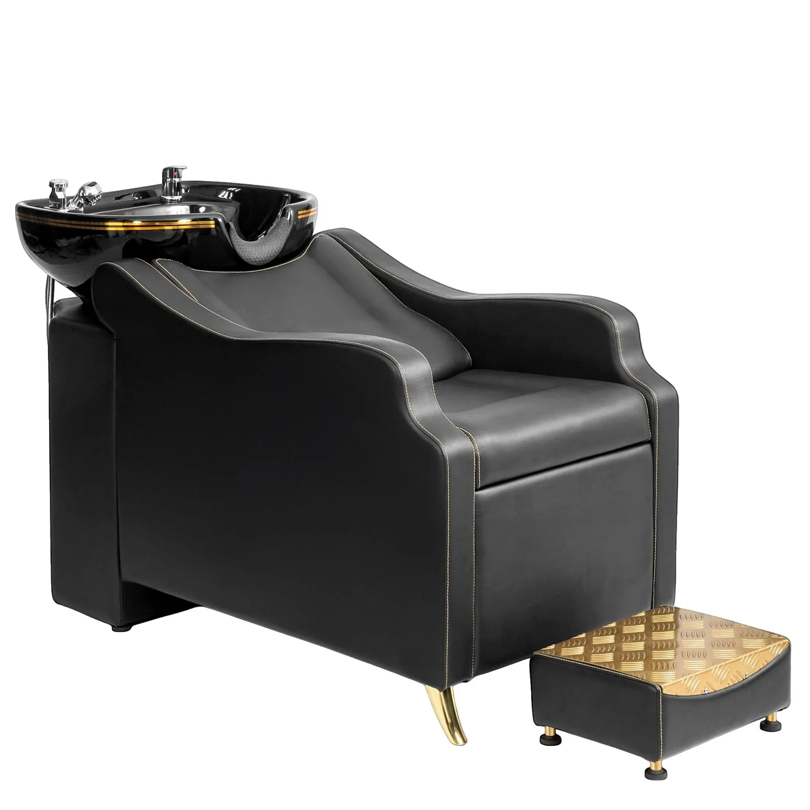 OmySalon BU1301 Salon Shampoo Bowl and Chair Backwash Unit with Extra Large Ceramic Bowl & Freestanding Ottoman - Image 28