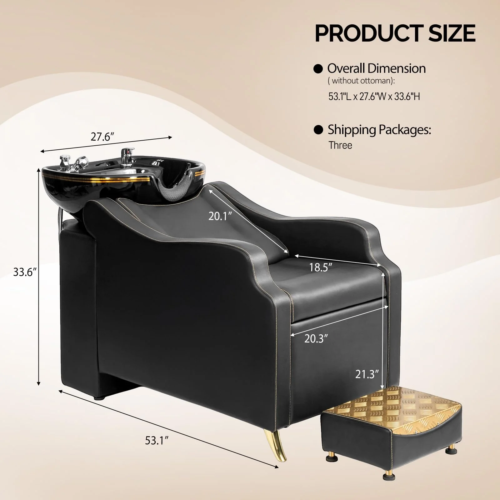 OmySalon BU1301 Salon Shampoo Bowl and Chair Backwash Unit with Extra Large Ceramic Bowl & Freestanding Ottoman - Image 35
