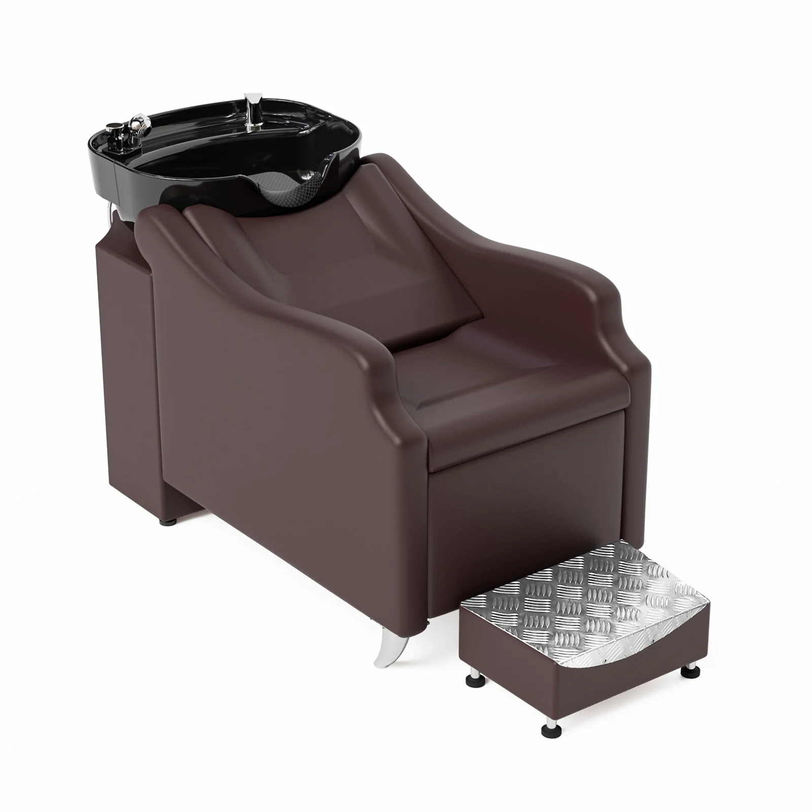 OmySalon BU1301 Salon Shampoo Bowl and Chair Backwash Unit with Extra Large Ceramic Bowl & Freestanding Ottoman - Image 9