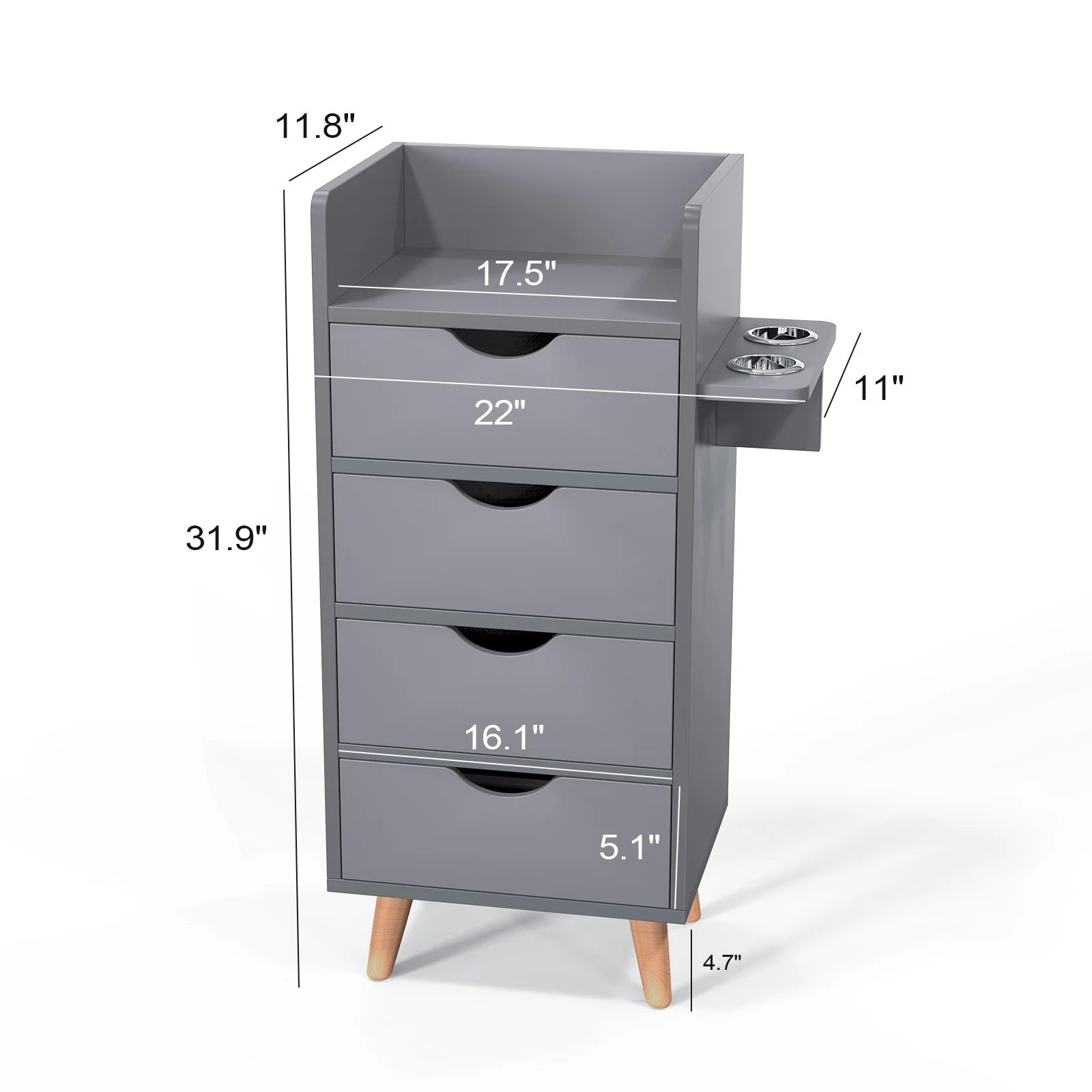 OmySalon HSC-16 4-Layer Salon Styling Storage Station w/4 Drawers 2 Hair Dryer Holders & Raised Table Legs - Image 16