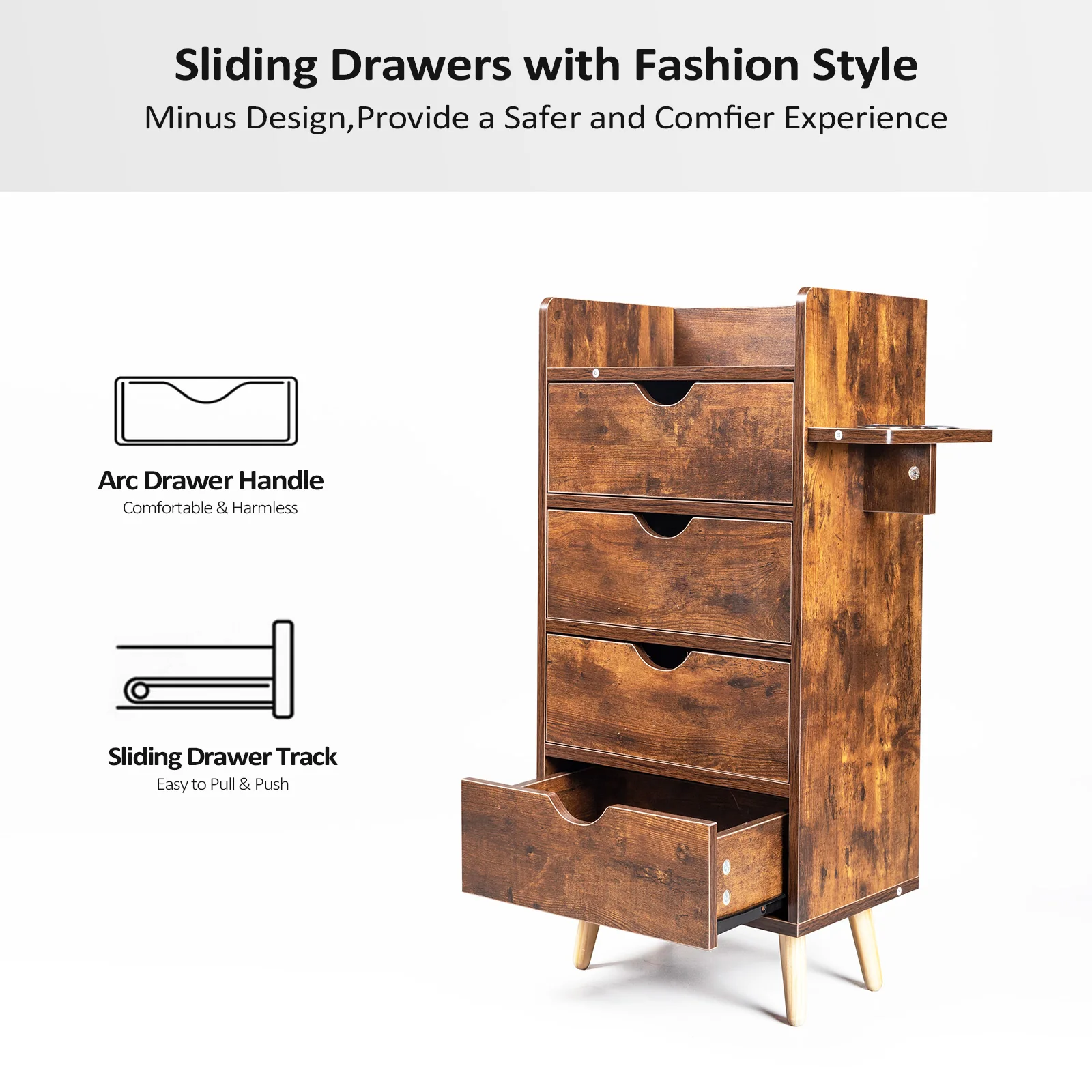 OmySalon HSC-16 4-Layer Salon Styling Storage Station w/4 Drawers 2 Hair Dryer Holders & Raised Table Legs - Image 21
