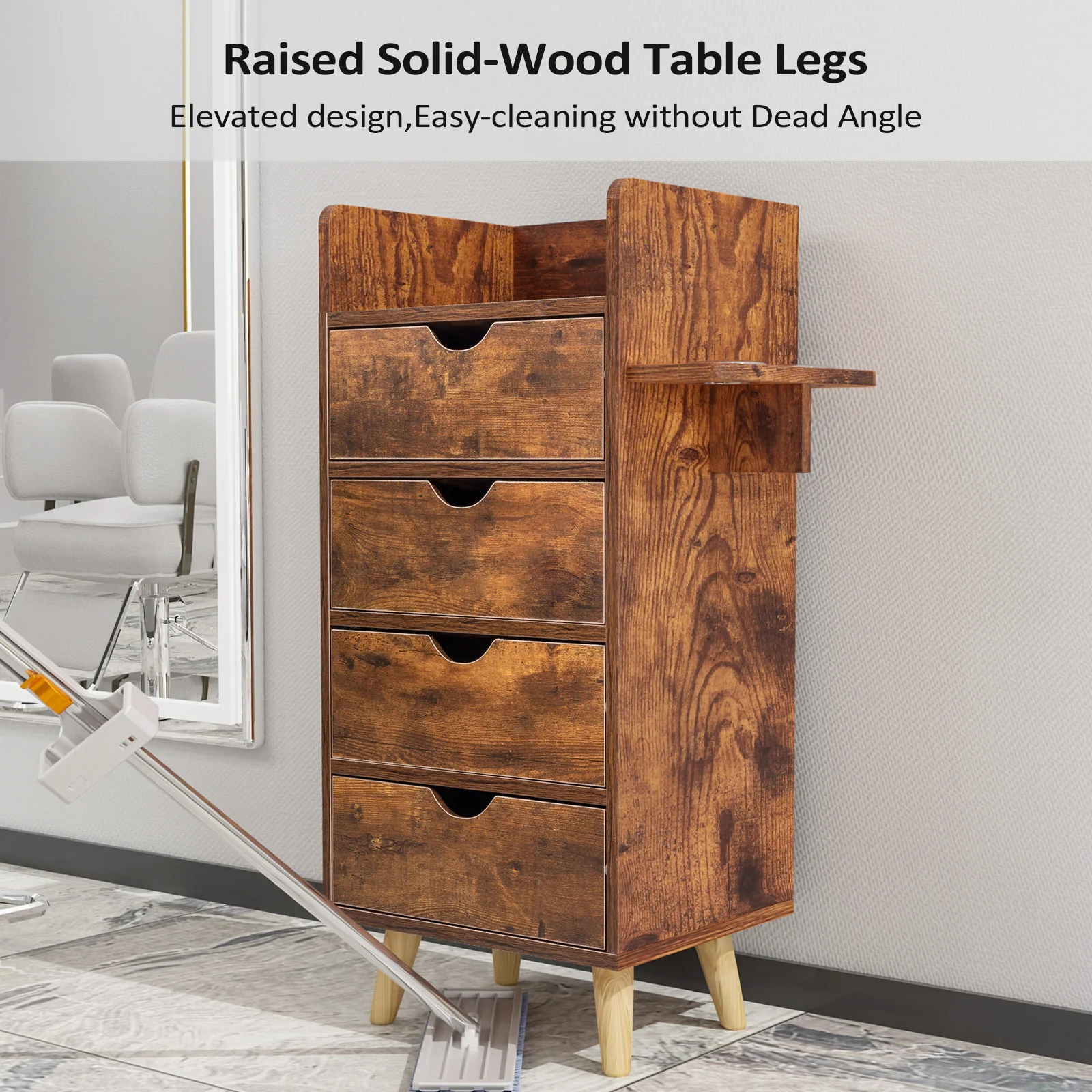 OmySalon HSC-16 4-Layer Salon Styling Storage Station w/4 Drawers 2 Hair Dryer Holders & Raised Table Legs - Image 22