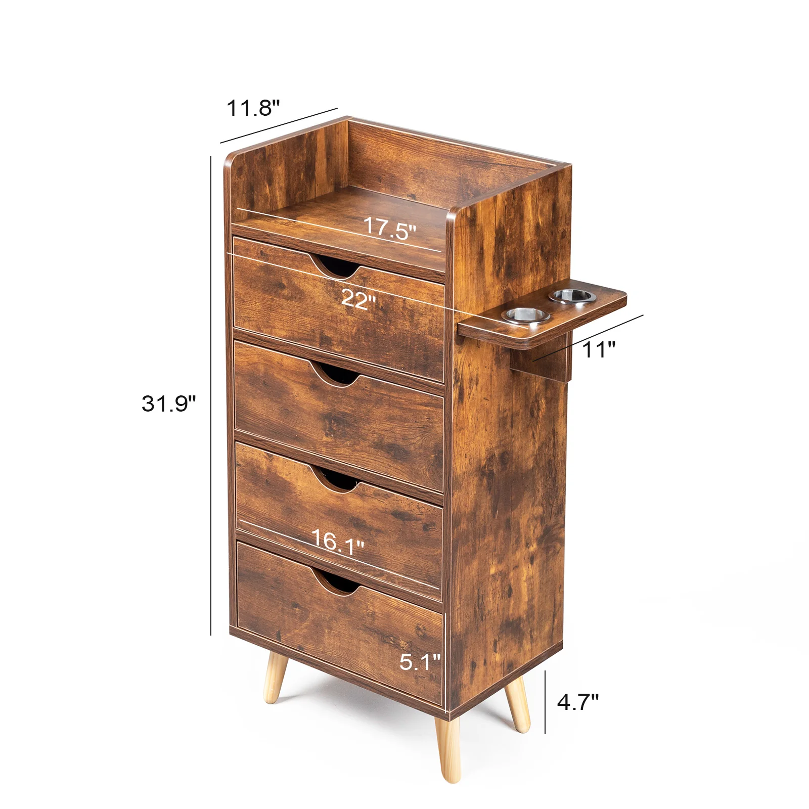 OmySalon HSC-16 4-Layer Salon Styling Storage Station w/4 Drawers 2 Hair Dryer Holders & Raised Table Legs - Image 24