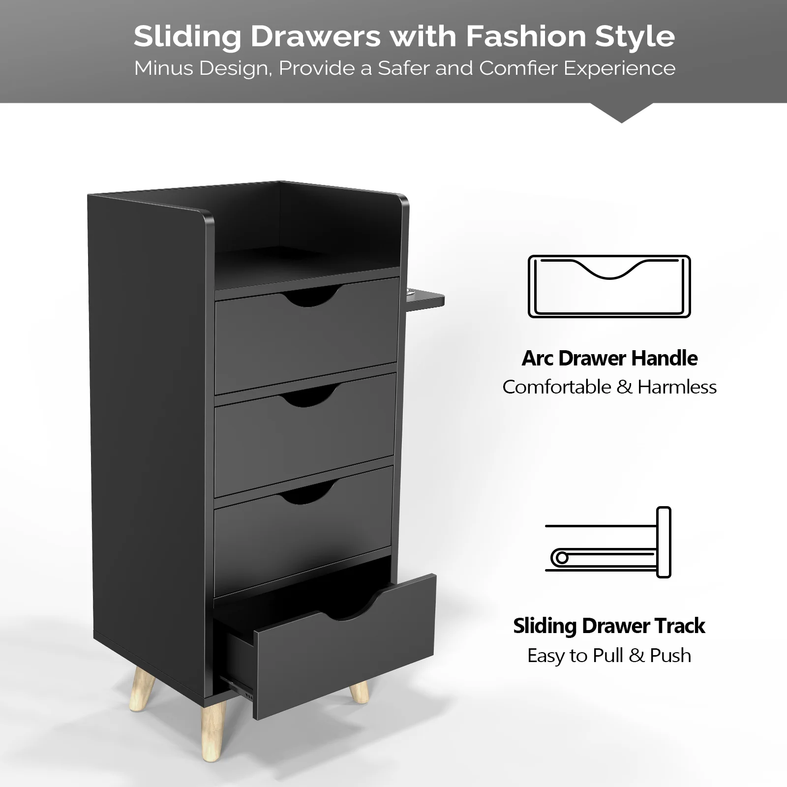 OmySalon HSC-16 4-Layer Salon Styling Storage Station w/4 Drawers 2 Hair Dryer Holders & Raised Table Legs - Image 3
