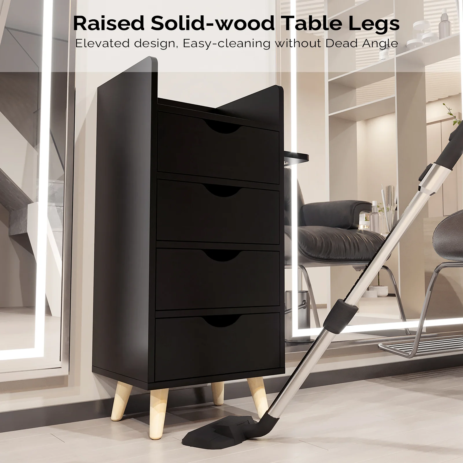OmySalon HSC-16 4-Layer Salon Styling Storage Station w/4 Drawers 2 Hair Dryer Holders & Raised Table Legs - Image 5