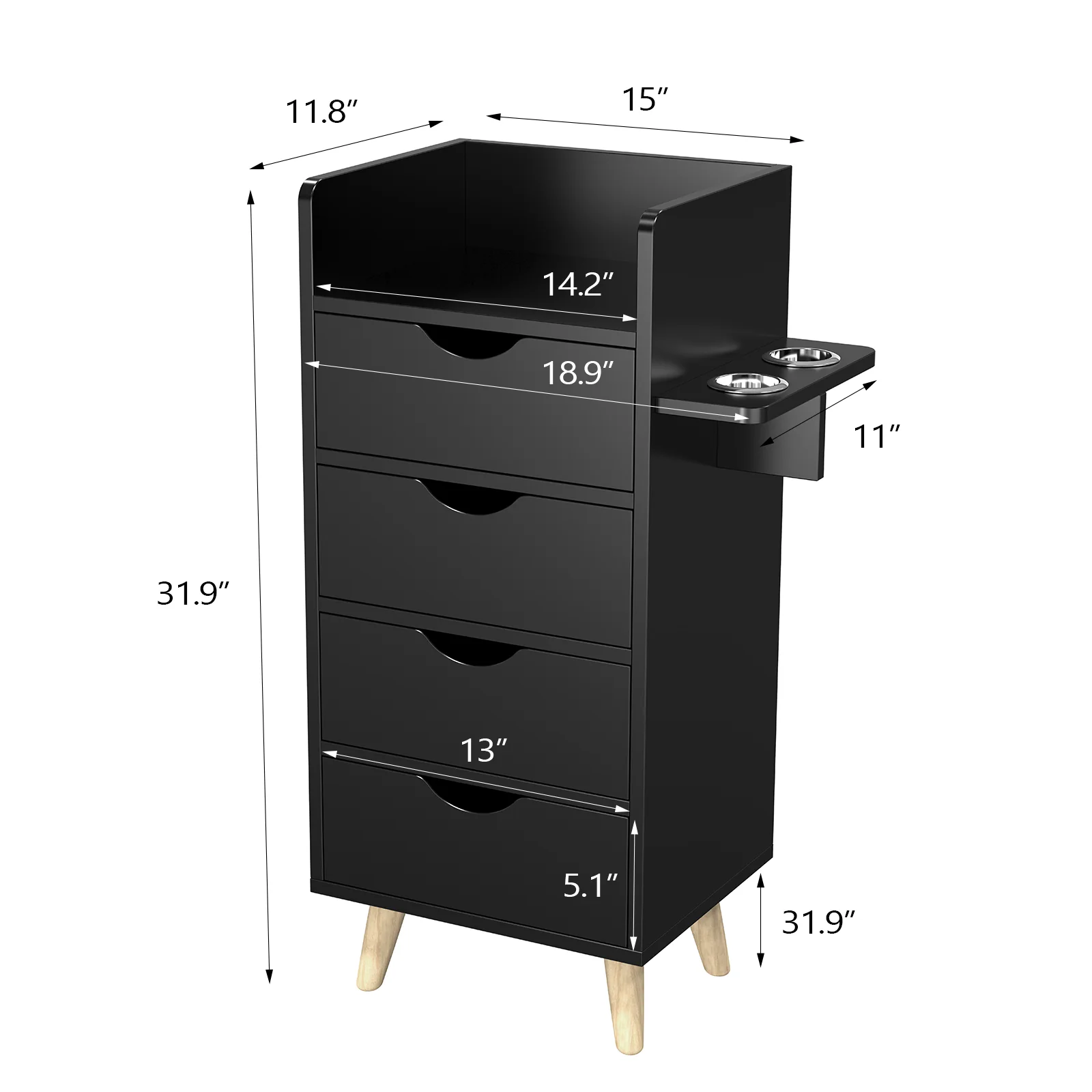 OmySalon HSC-16 4-Layer Salon Styling Storage Station w/4 Drawers 2 Hair Dryer Holders & Raised Table Legs - Image 8