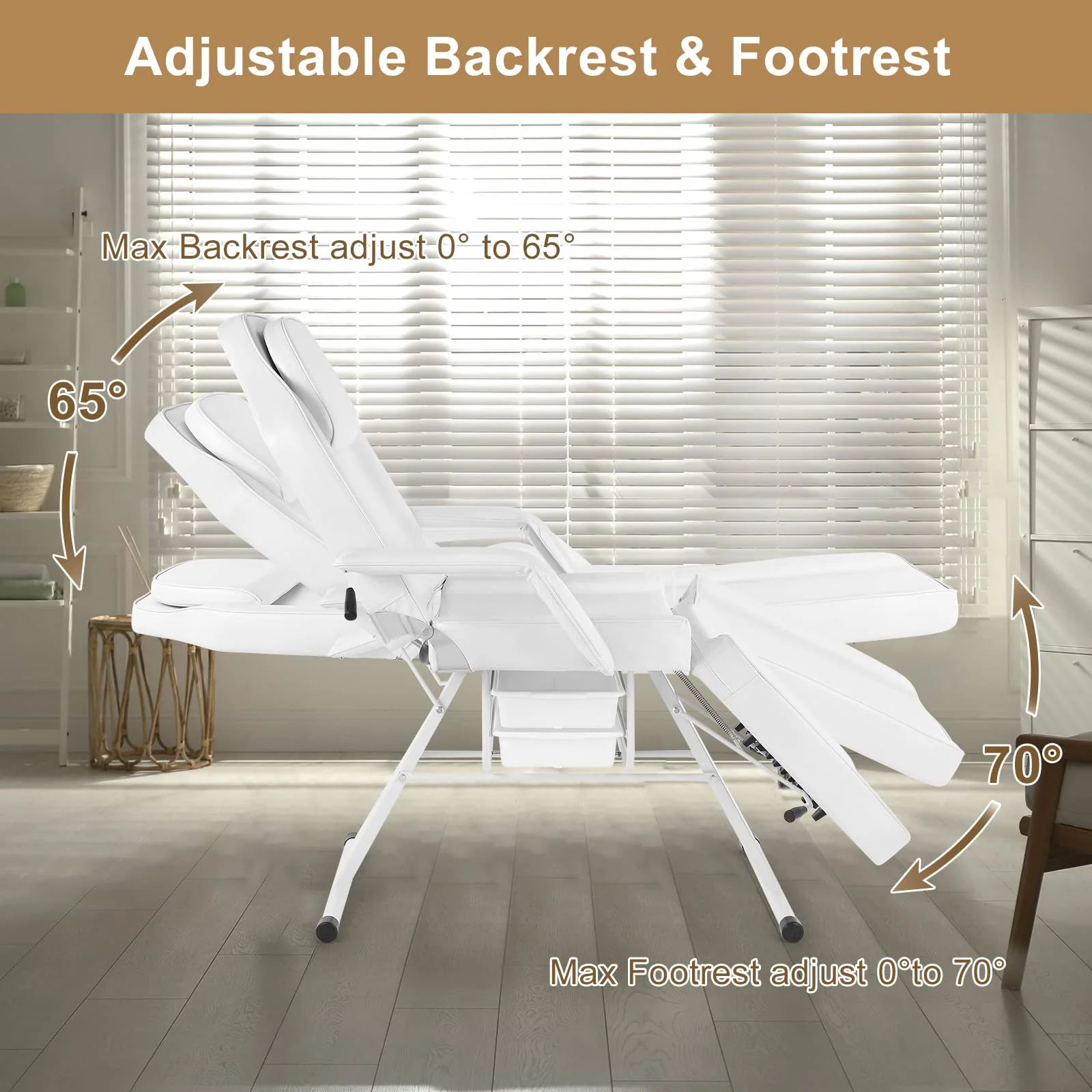 OmySalon SBWD 72in Adjustable Facial Massage Bed w/2 Beauty Baskets - Image 10