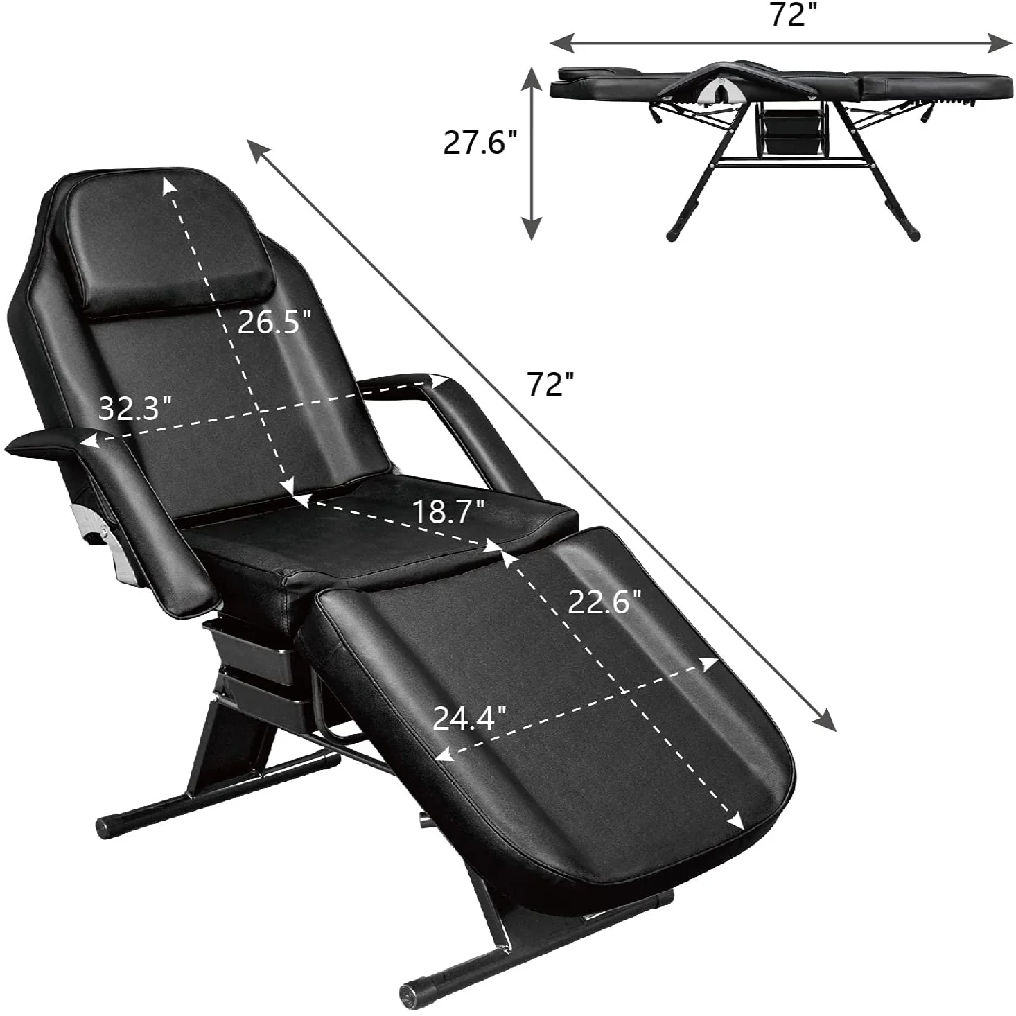 OmySalon SBWD 72in Adjustable Facial Massage Bed w/2 Beauty Baskets - Image 8