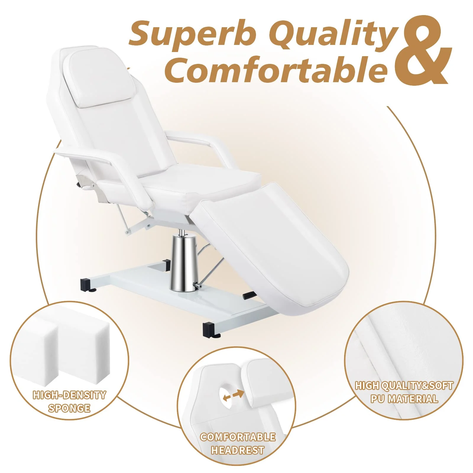 OmySalon SBWP 73in 360 Degree Rotating Hydraulic Height Adjustable Facial Massage Bed - Image 15
