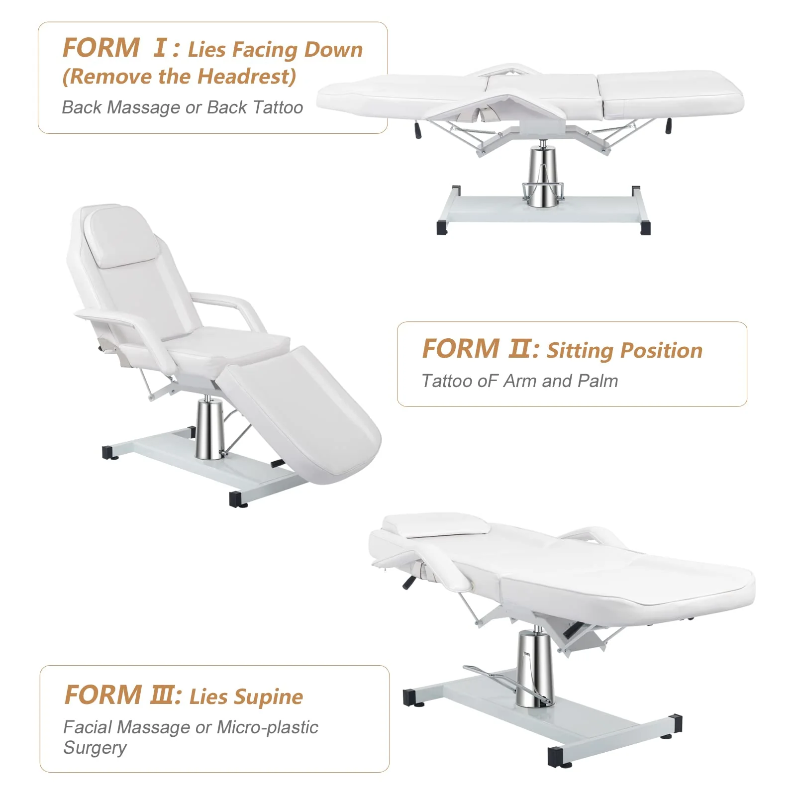 OmySalon SBWP 73in 360 Degree Rotating Hydraulic Height Adjustable Facial Massage Bed - Image 18