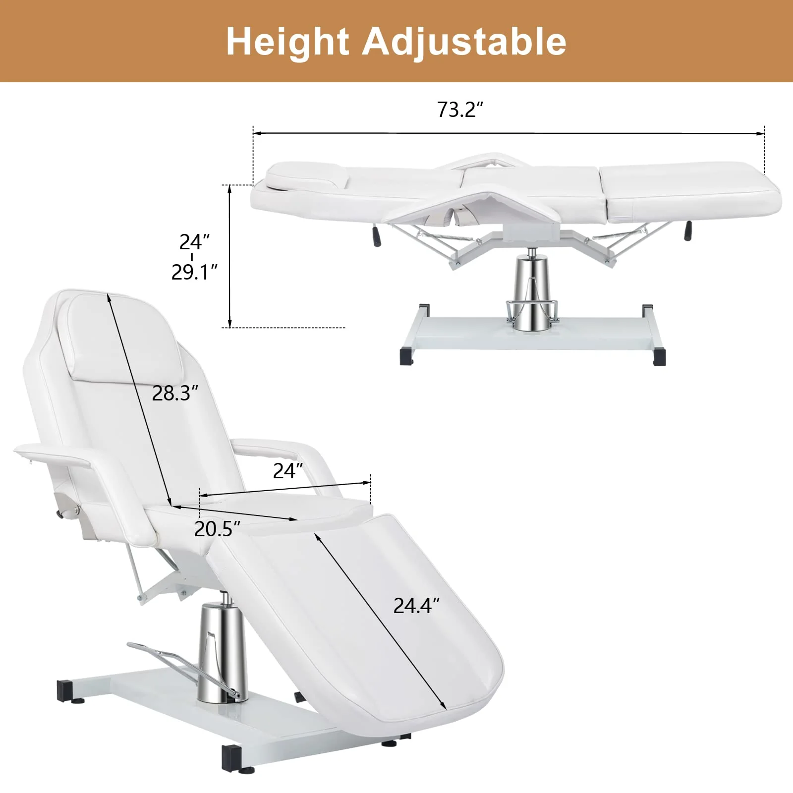 OmySalon SBWP 73in 360 Degree Rotating Hydraulic Height Adjustable Facial Massage Bed - Image 21