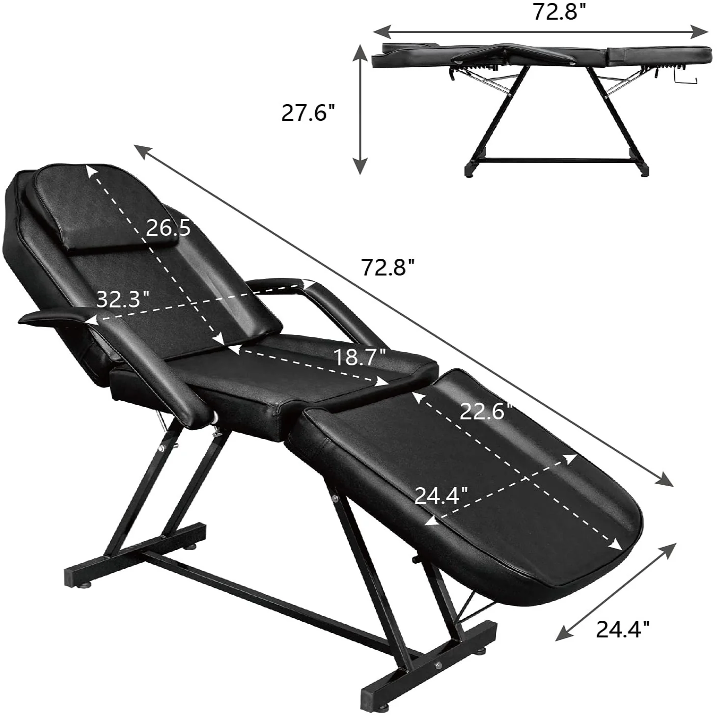 OmySalon SBWS 73in Adjustable Facial Massage Bed w/Hydraulic Rotating Stool - Image 10