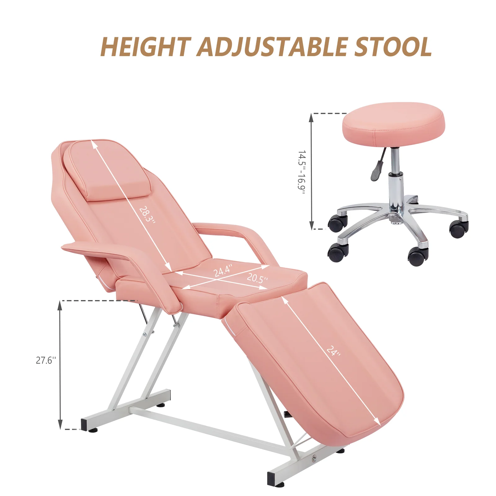 OmySalon SBWS 73in Adjustable Facial Massage Bed w/Hydraulic Rotating Stool - Image 22