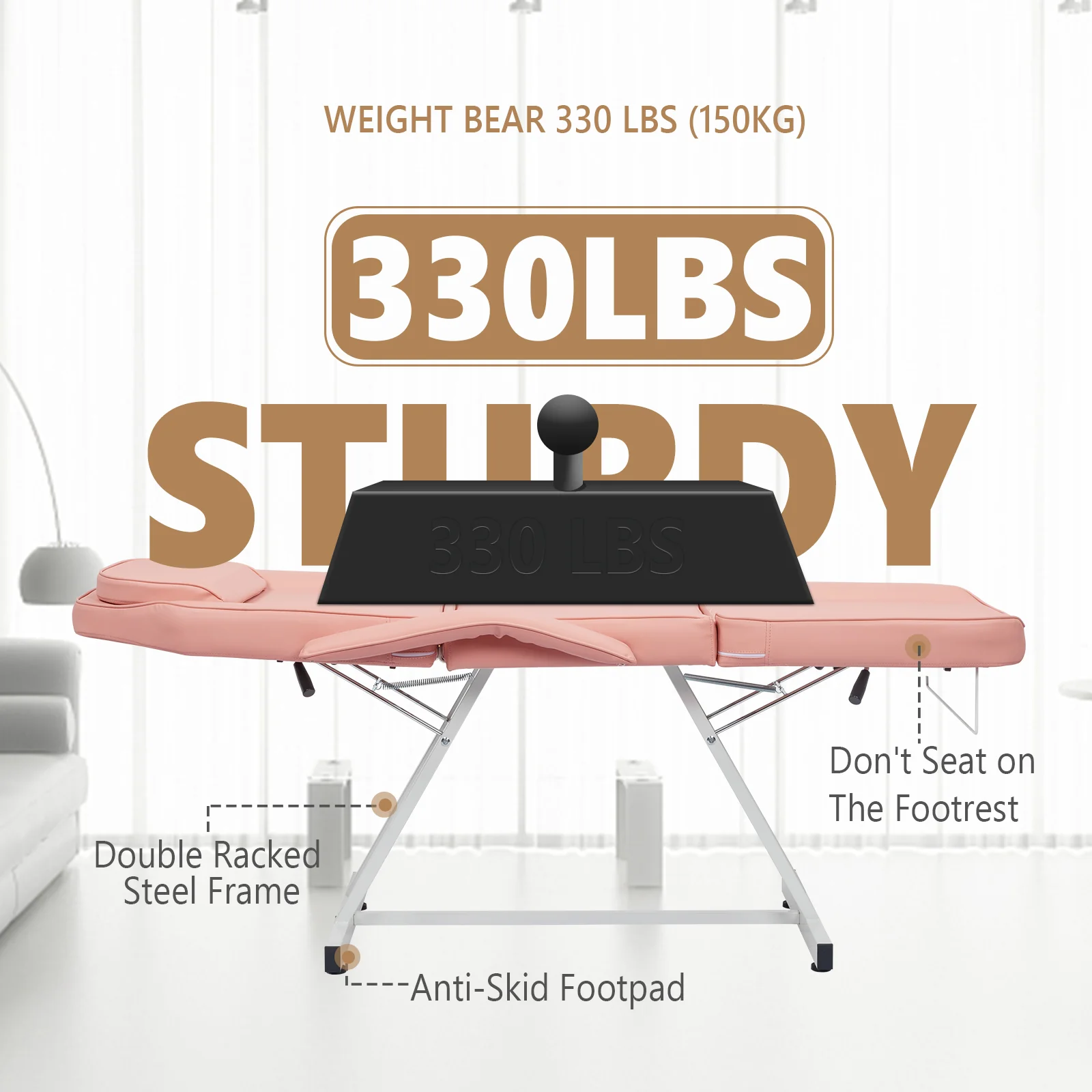 OmySalon SBWS 73in Adjustable Facial Massage Bed w/Hydraulic Rotating Stool - Image 23
