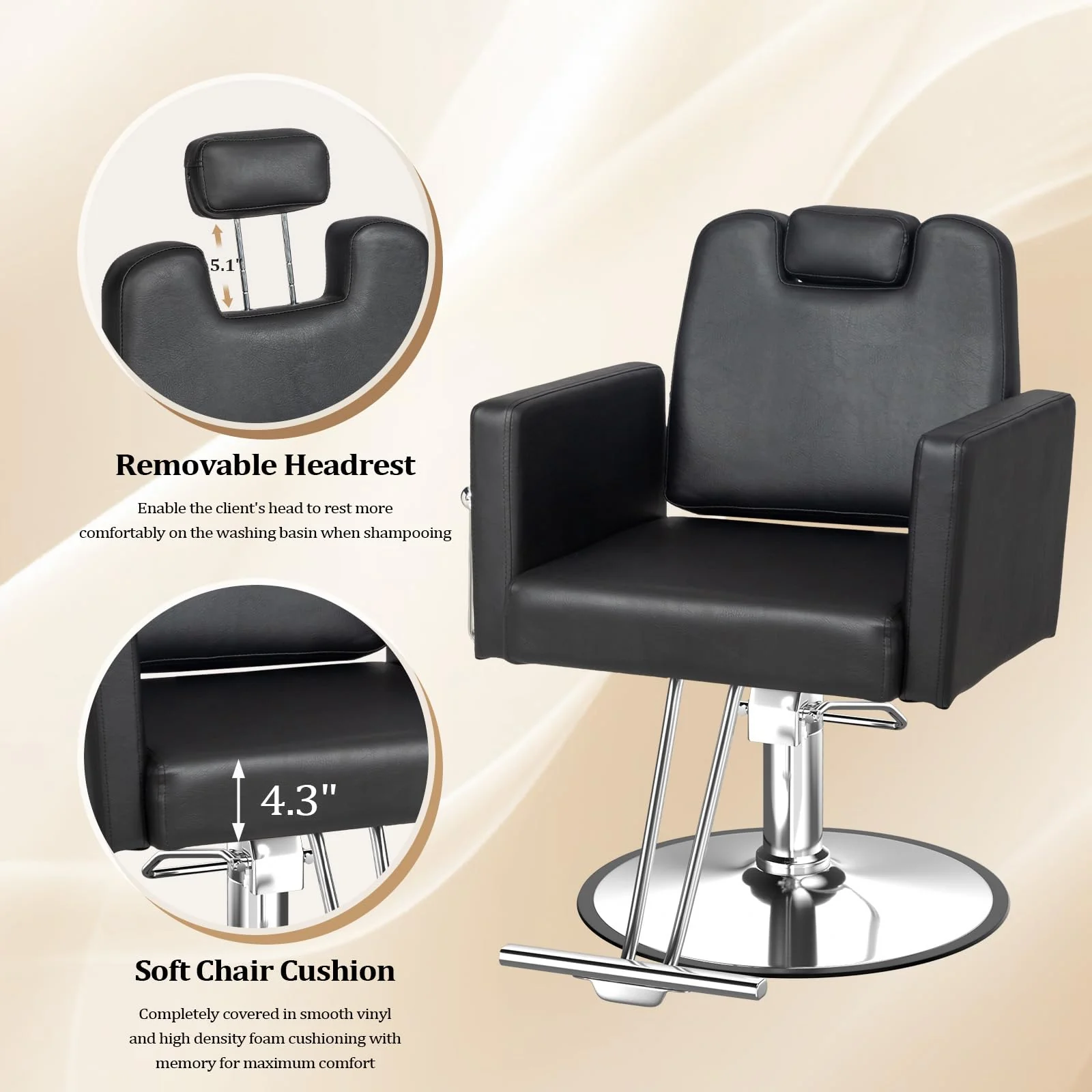 OmySalon SC2311 All Purpose 360° Swivel Hydraulic Reclining Salon Chair w/Headrest - Image 10