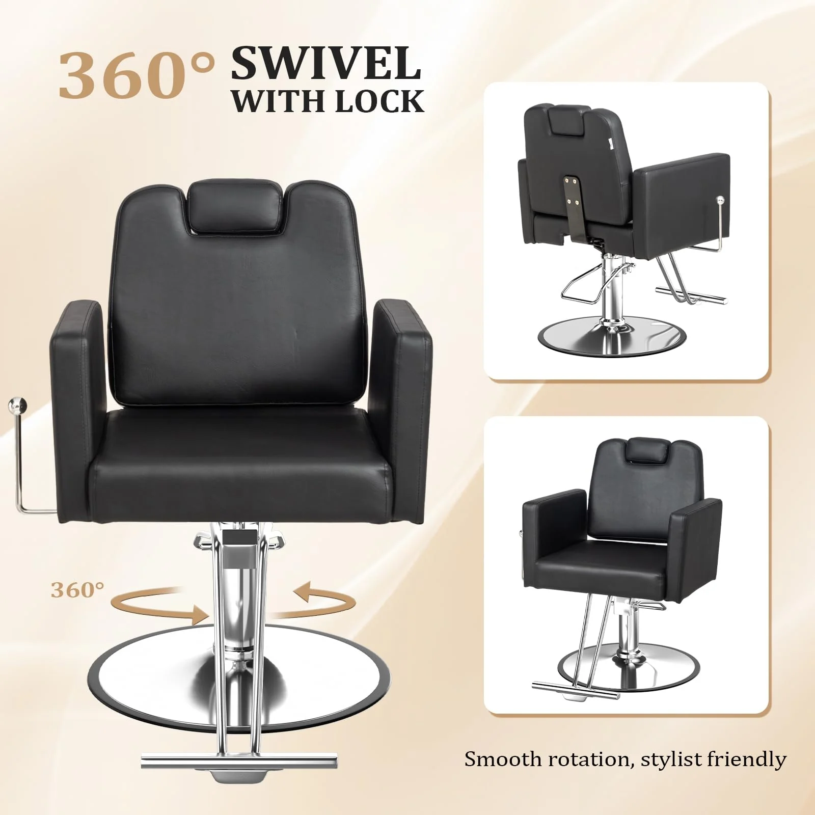OmySalon SC2311 All Purpose 360° Swivel Hydraulic Reclining Salon Chair w/Headrest - Image 12