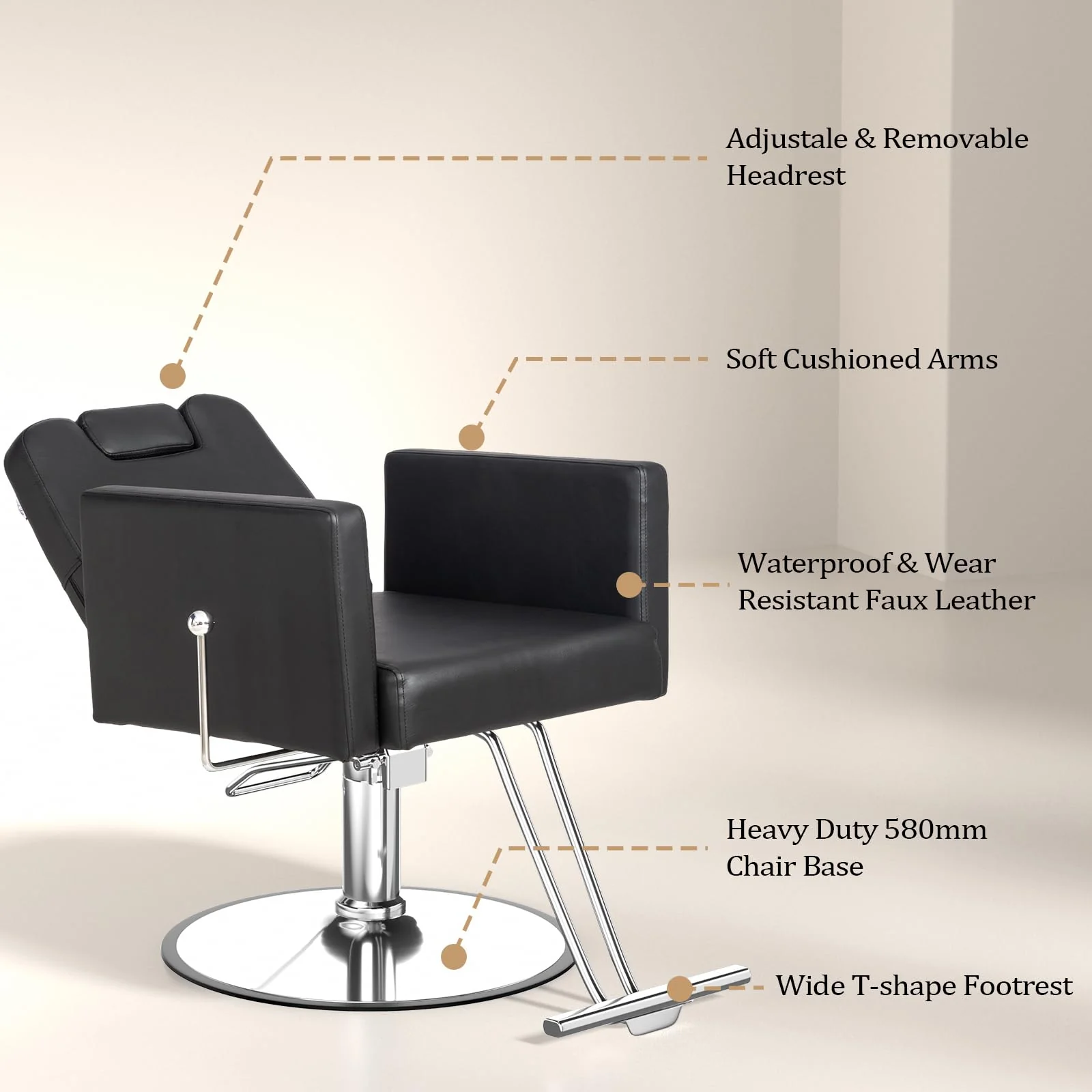 OmySalon SC2311 All Purpose 360° Swivel Hydraulic Reclining Salon Chair w/Headrest - Image 16