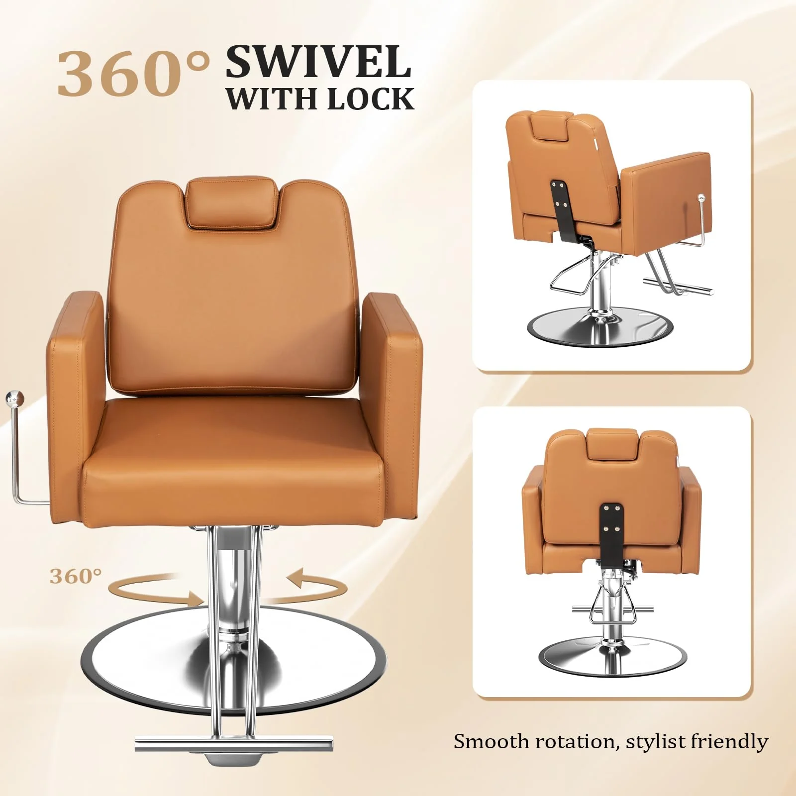 OmySalon SC2311 All Purpose 360° Swivel Hydraulic Reclining Salon Chair w/Headrest - Image 4