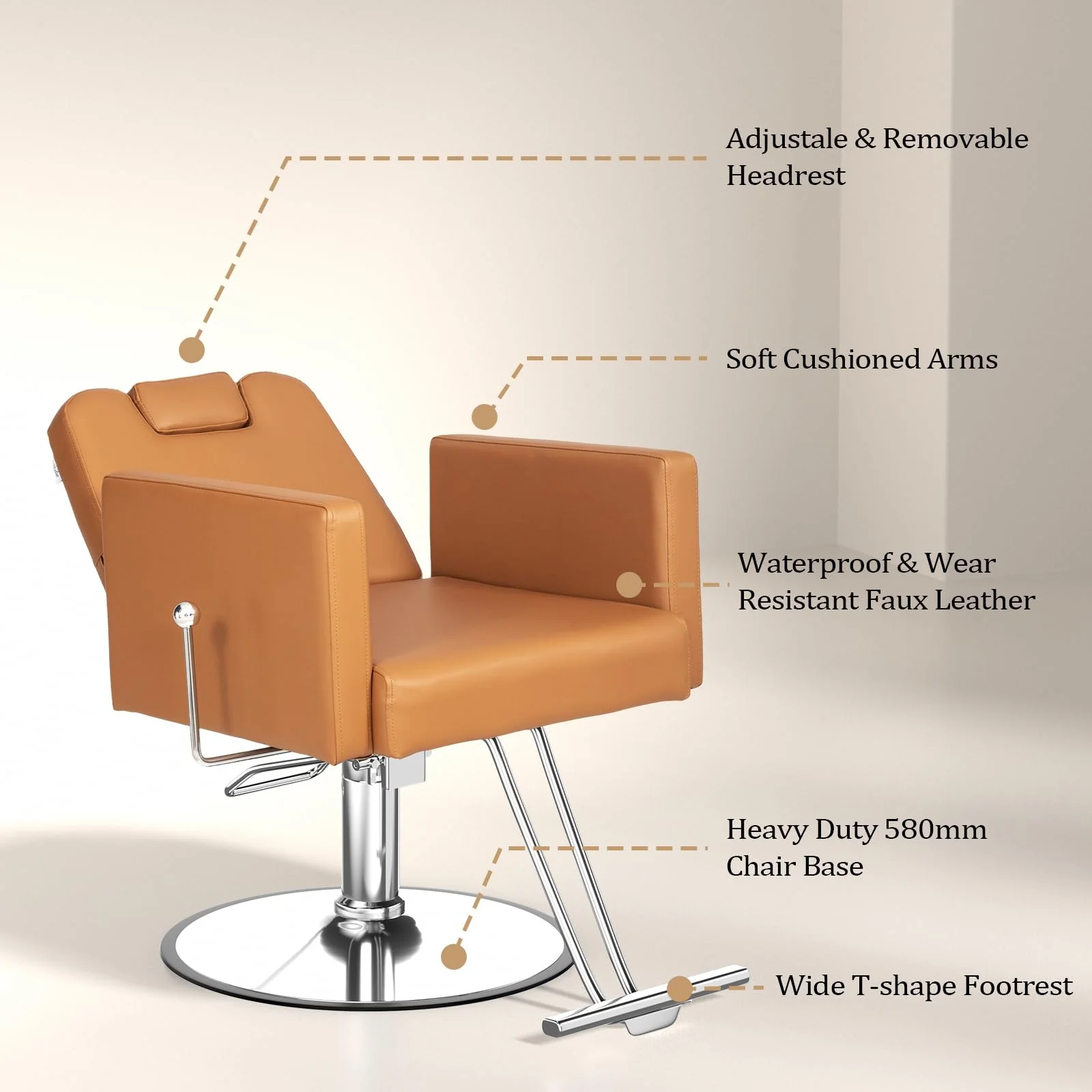 OmySalon SC2311 All Purpose 360° Swivel Hydraulic Reclining Salon Chair w/Headrest - Image 8