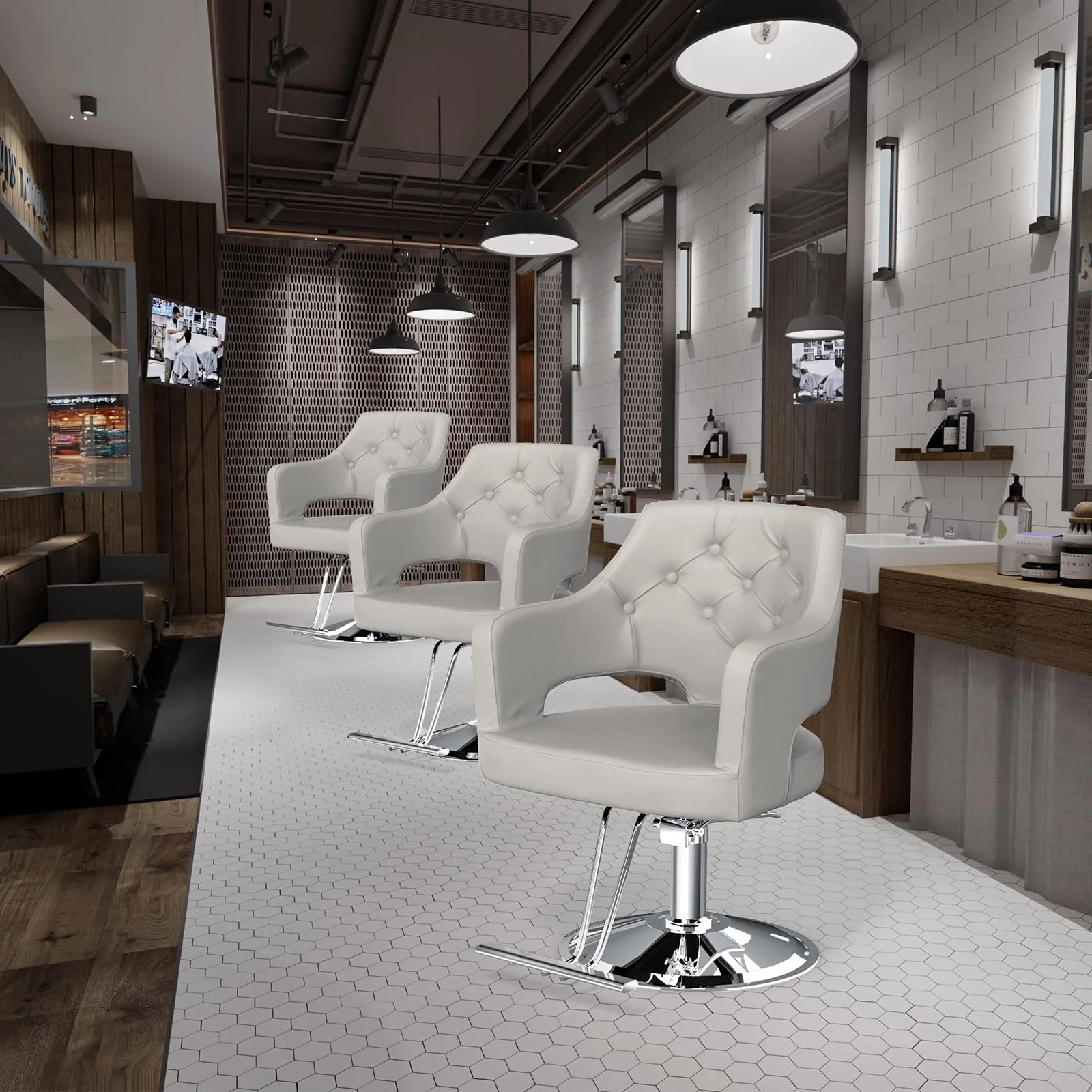 OmySalon SC2501 Sleek Heavy Duty Hydraulic 360-Degree Swivel Hair Stylist Salon Chair - Image 11
