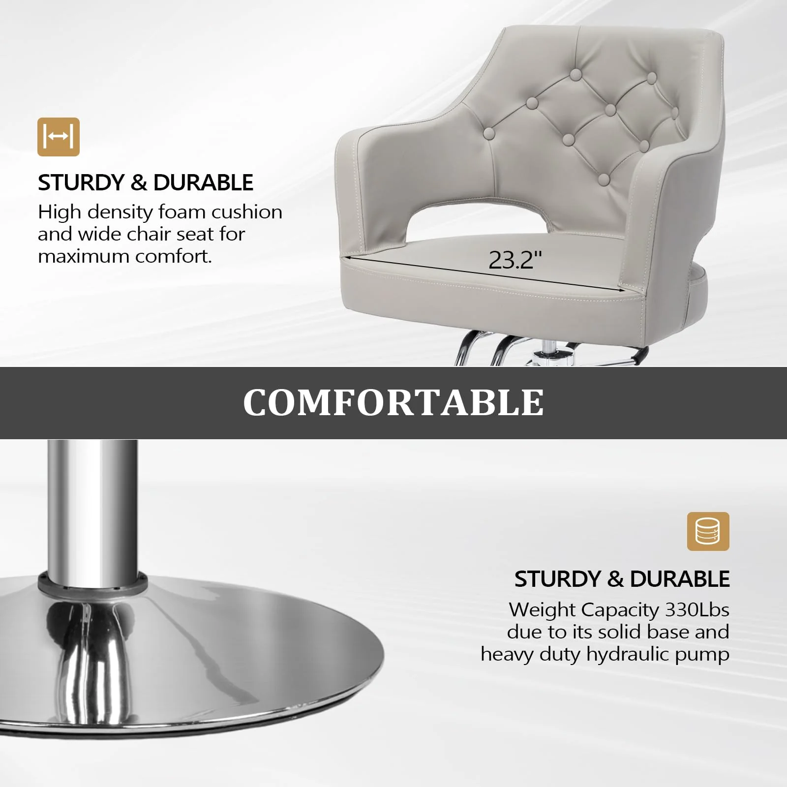 OmySalon SC2501 Sleek Heavy Duty Hydraulic 360-Degree Swivel Hair Stylist Salon Chair - Image 13