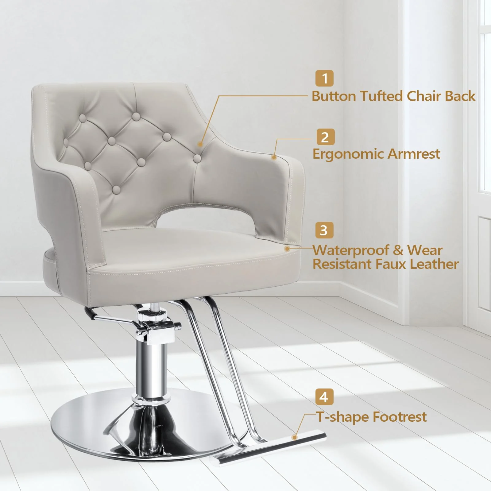 OmySalon SC2501 Sleek Heavy Duty Hydraulic 360-Degree Swivel Hair Stylist Salon Chair - Image 14