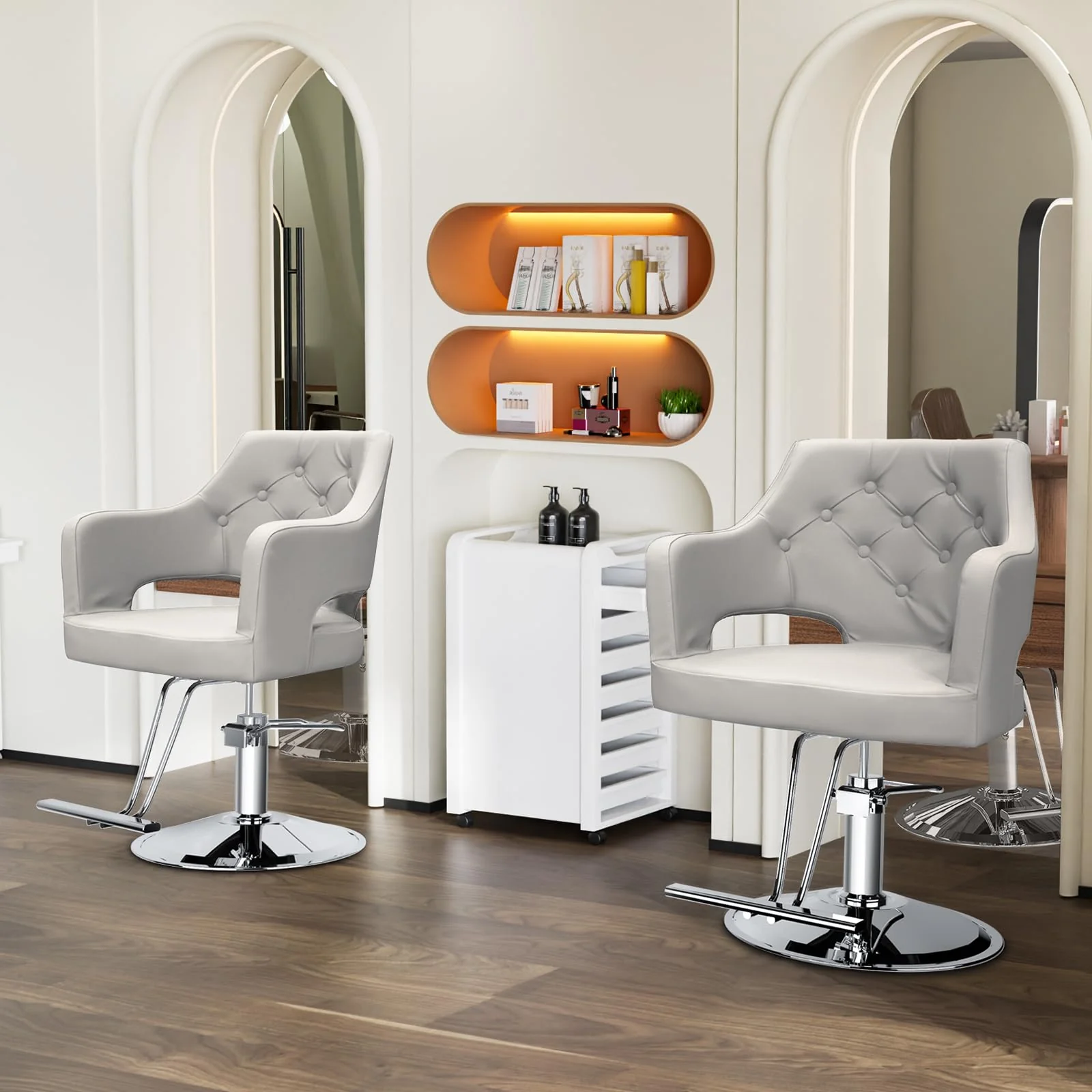 OmySalon SC2501 Sleek Heavy Duty Hydraulic 360-Degree Swivel Hair Stylist Salon Chair - Image 18