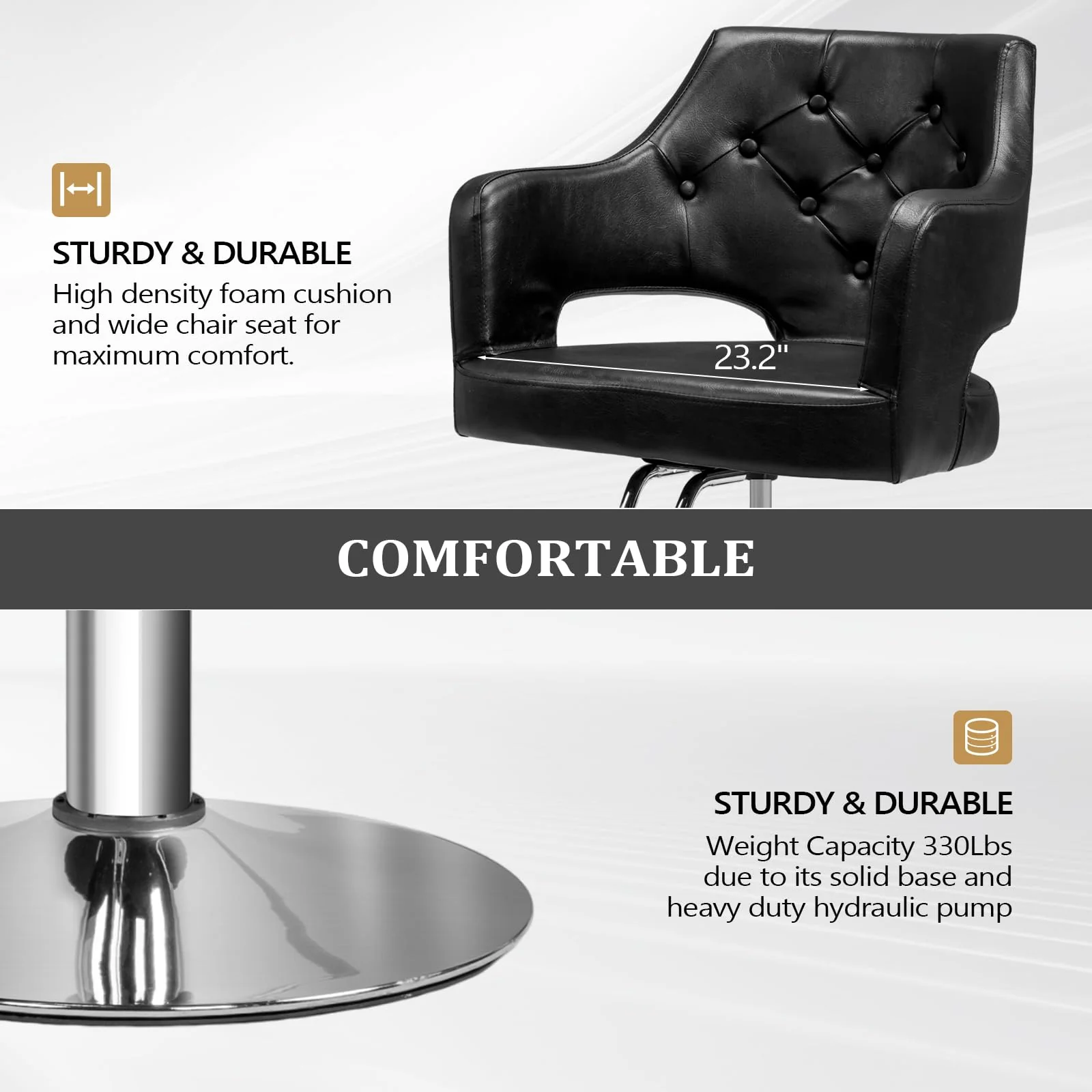 OmySalon SC2501 Sleek Heavy Duty Hydraulic 360-Degree Swivel Hair Stylist Salon Chair - Image 4