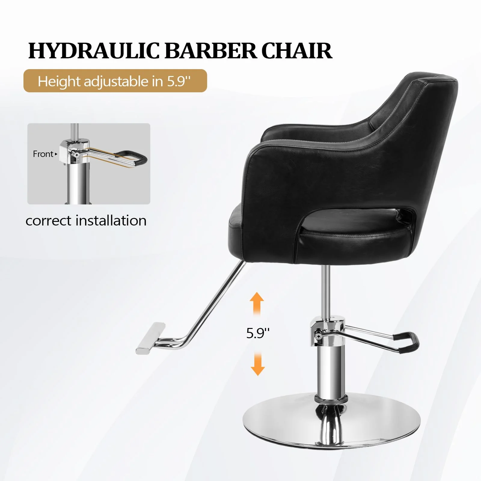 OmySalon SC2501 Sleek Heavy Duty Hydraulic 360-Degree Swivel Hair Stylist Salon Chair - Image 8