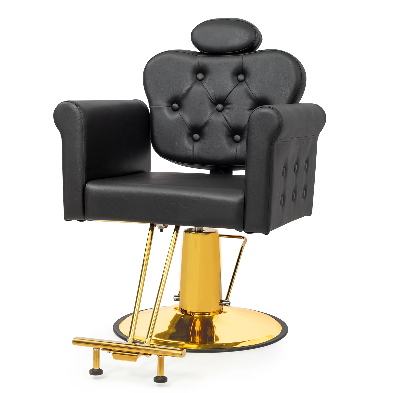 OmySalon SC2711 All Purpose Heavy Duty Hydraulic Reclining Hair Stylist Salon Chair w/Headrest and Button Tufting Curved Backrest - Image 11