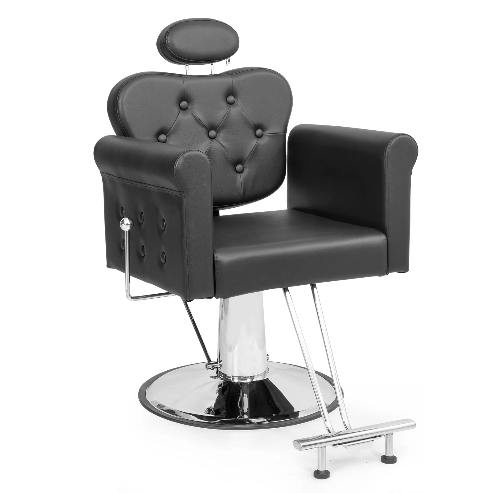 OmySalon SC2711 All Purpose Heavy Duty Hydraulic Reclining Hair Stylist Salon Chair w/Headrest and Button Tufting Curved Backrest - Image 16