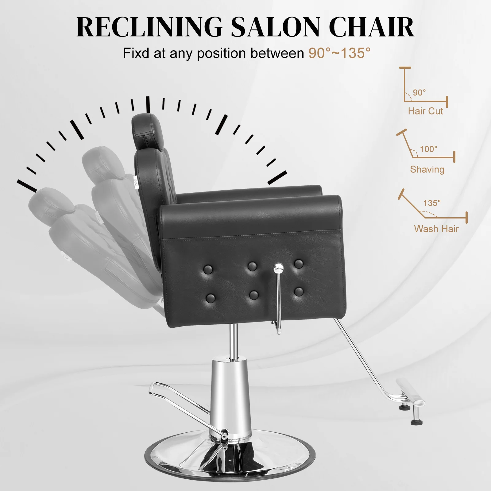 OmySalon SC2711 All Purpose Heavy Duty Hydraulic Reclining Hair Stylist Salon Chair w/Headrest and Button Tufting Curved Backrest - Image 19