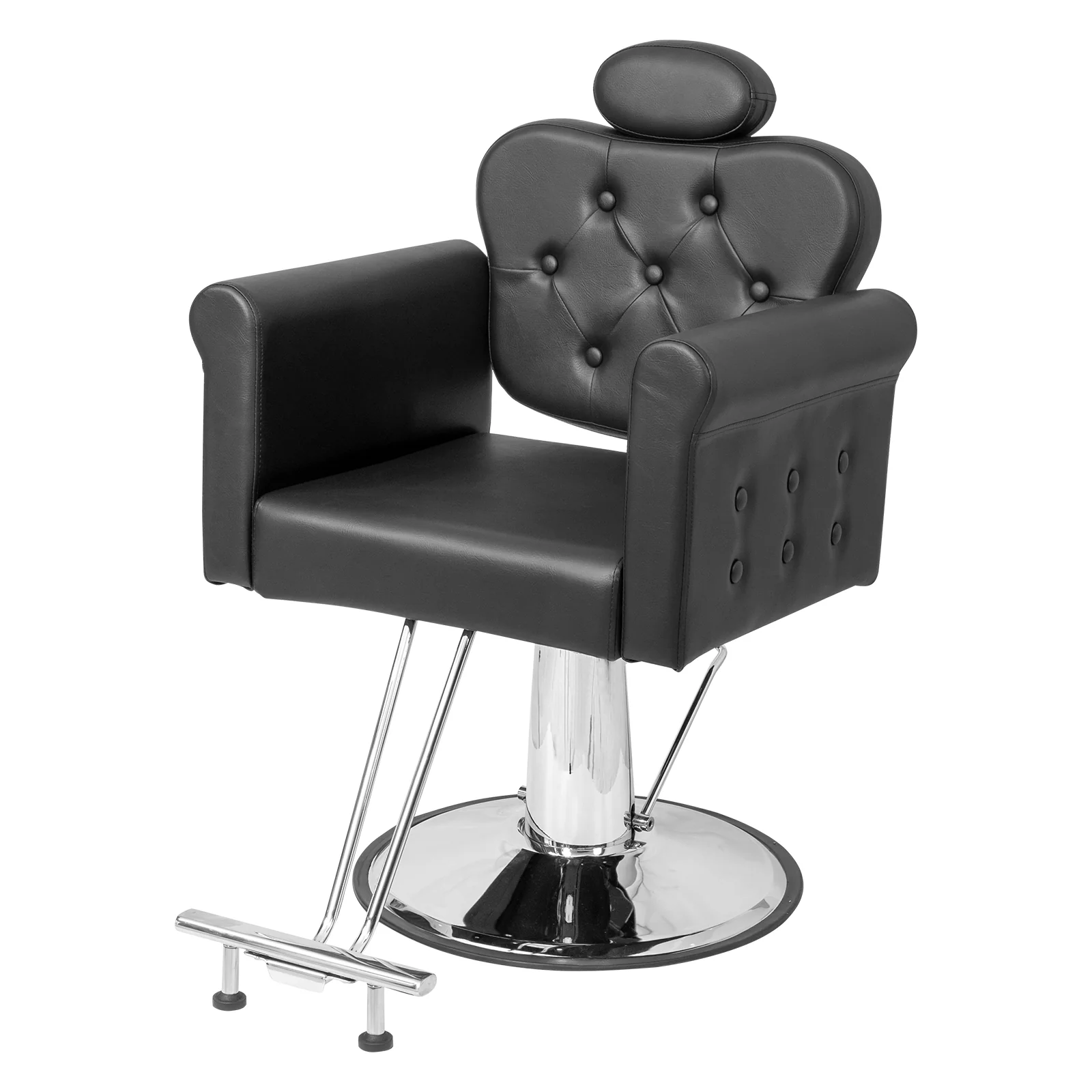 OmySalon SC2711 All Purpose Heavy Duty Hydraulic Reclining Hair Stylist Salon Chair w/Headrest and Button Tufting Curved Backrest - Image 25
