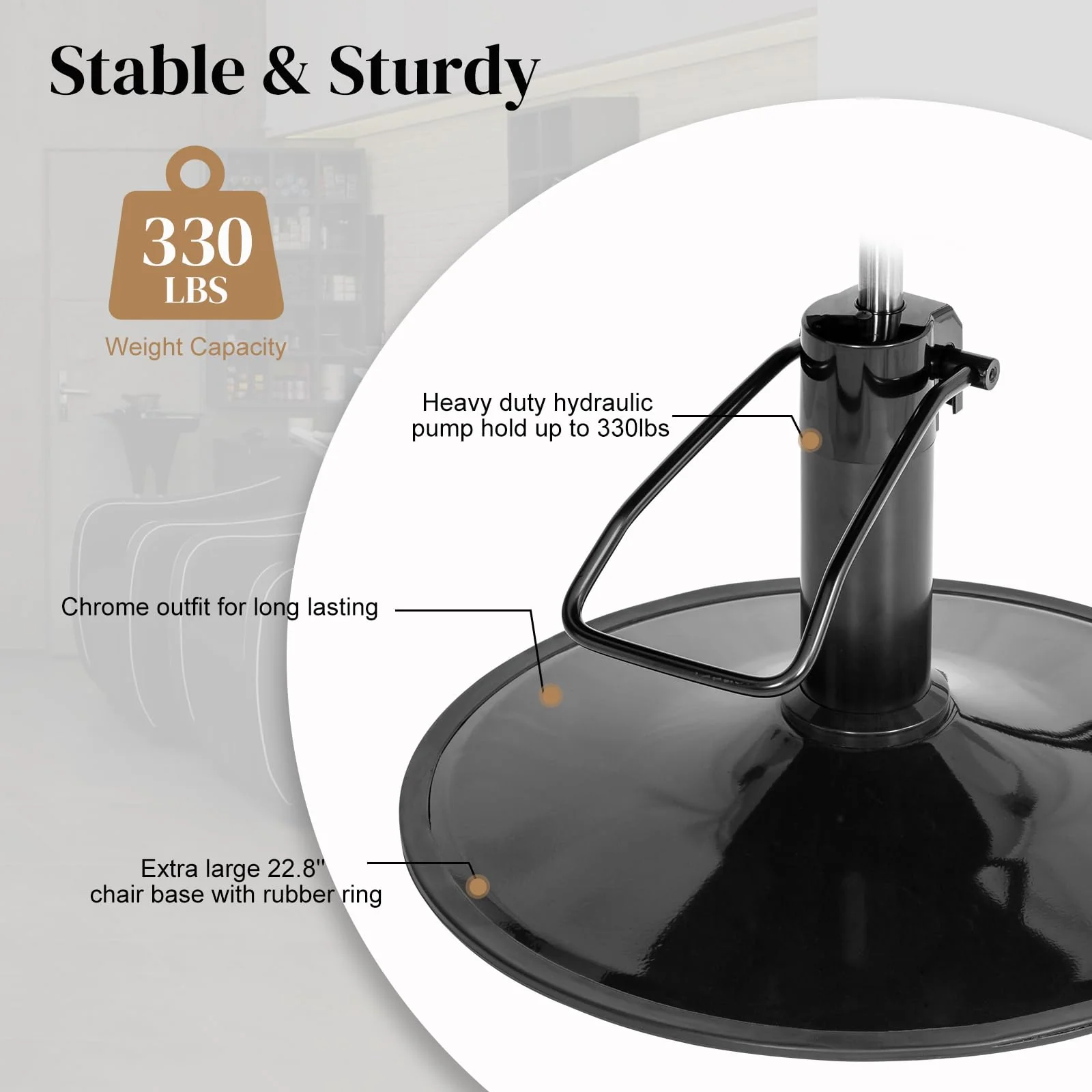 OmySalon SC2701 Heavy Duty Hydraulic Swivel Hair Stylist Salon Chair w/Button Tufting and Curved Backrest - Image 5