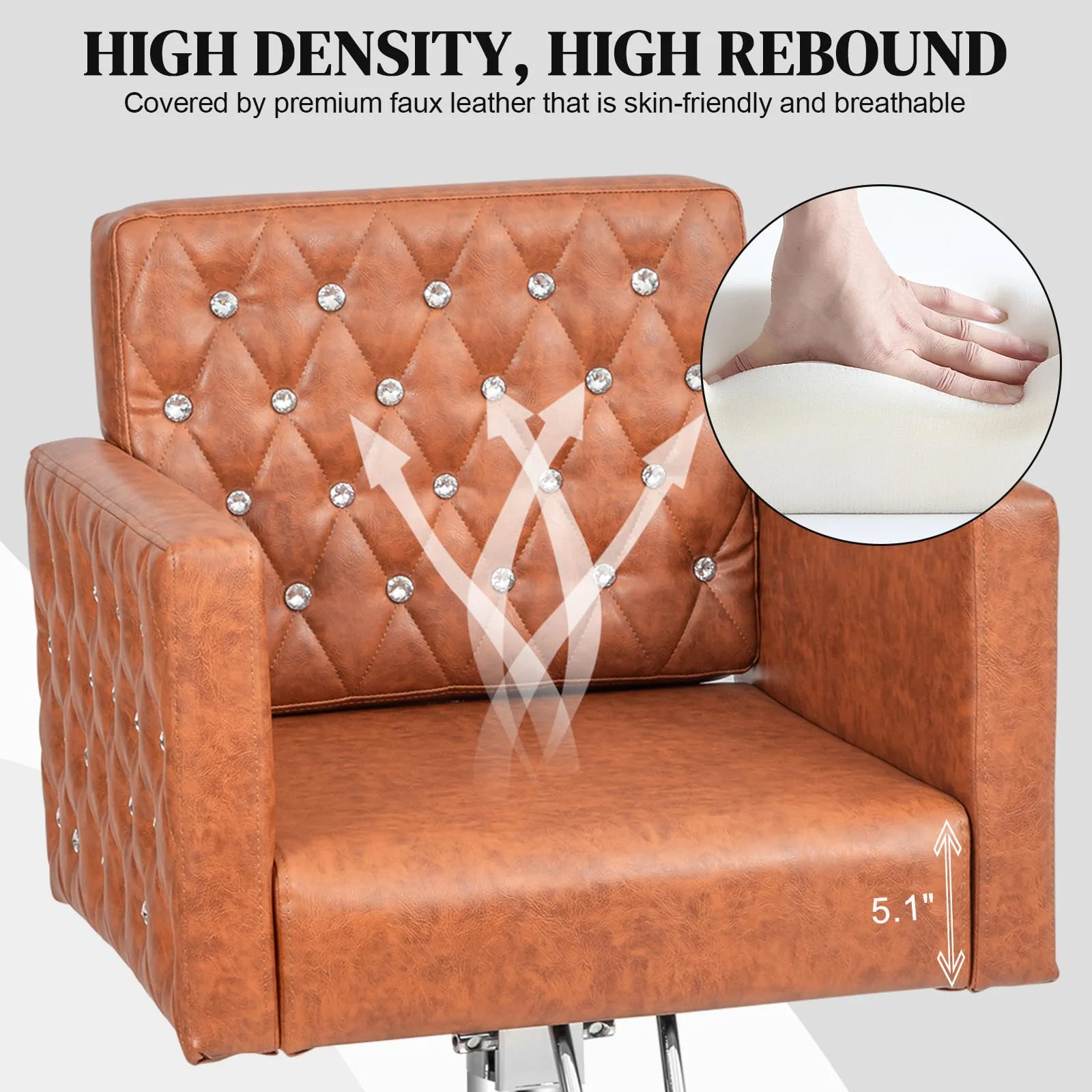OmySalon SC2801 Modern Heavy Duty Hydraulic Swivel Hair Stylist Salon Chair with Curved Armrests - Image 15