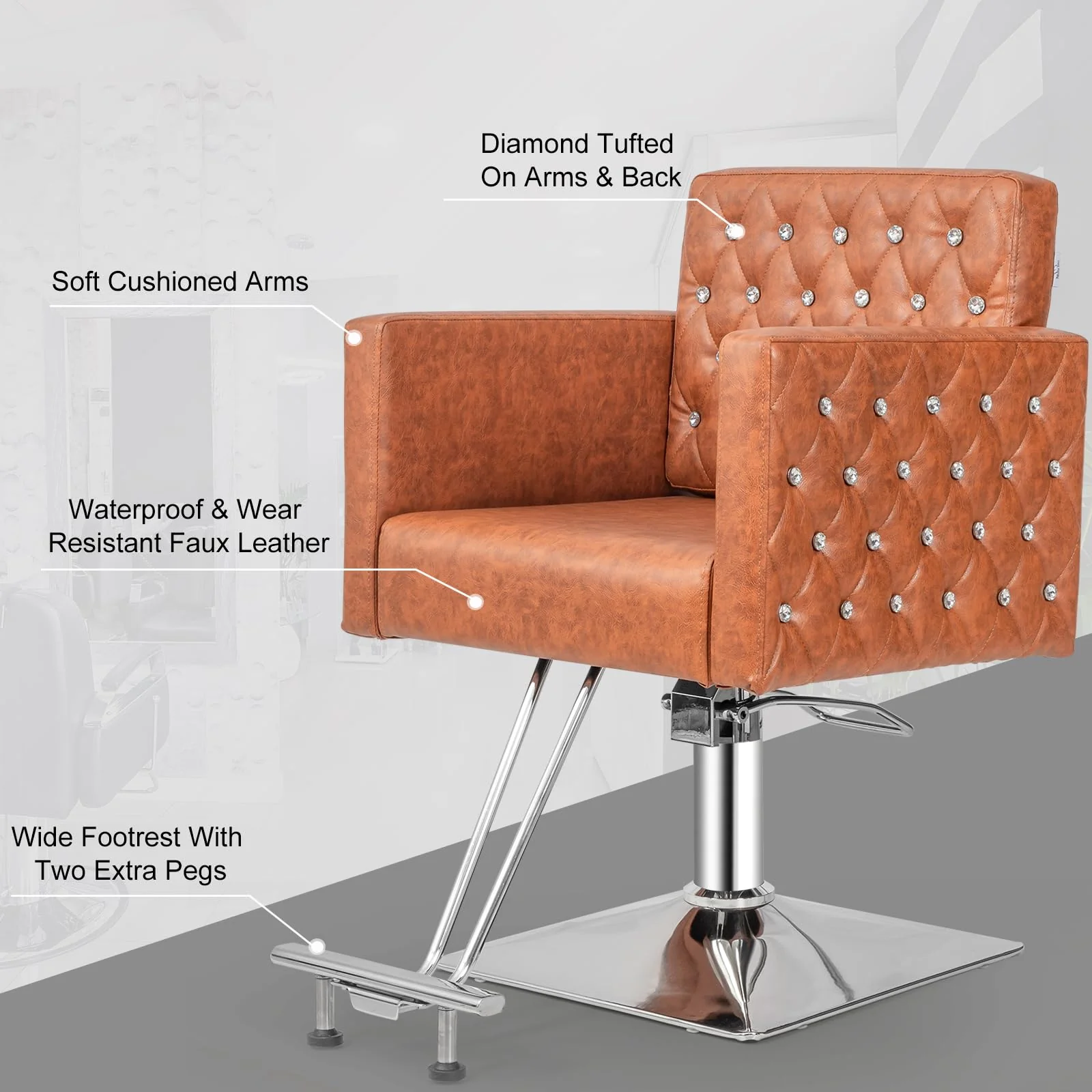 OmySalon SC2801 Modern Heavy Duty Hydraulic Swivel Hair Stylist Salon Chair with Curved Armrests - Image 16