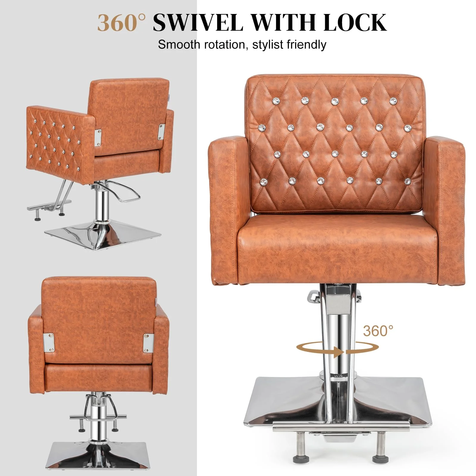 OmySalon SC2801 Modern Heavy Duty Hydraulic Swivel Hair Stylist Salon Chair with Curved Armrests - Image 18