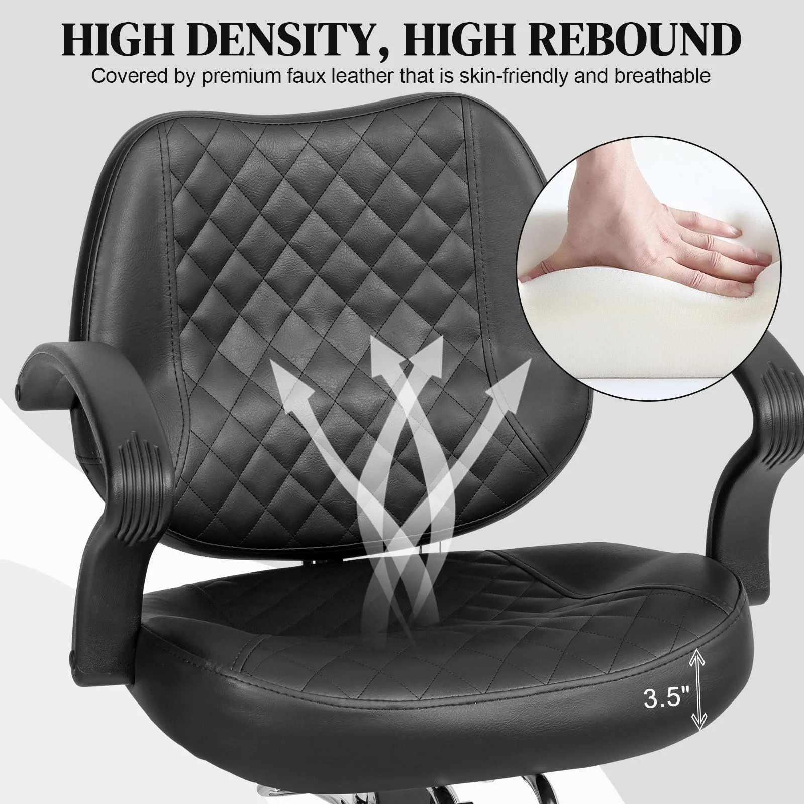 OmySalon SC2901 Ergonomic 360-Degree Swivel Hydraulic Hair Stylist Salon Chair with Curved Armrests - Image 4