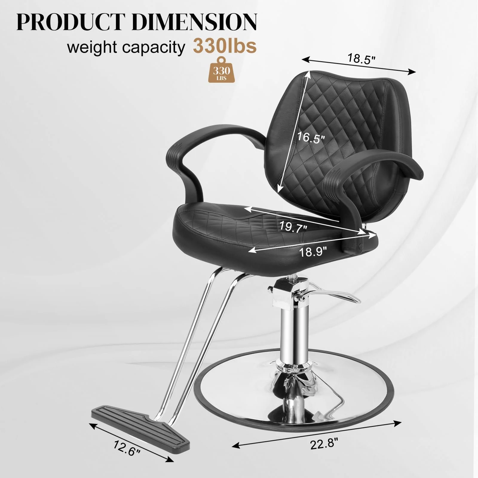 OmySalon SC2901 Ergonomic 360-Degree Swivel Hydraulic Hair Stylist Salon Chair with Curved Armrests - Image 8