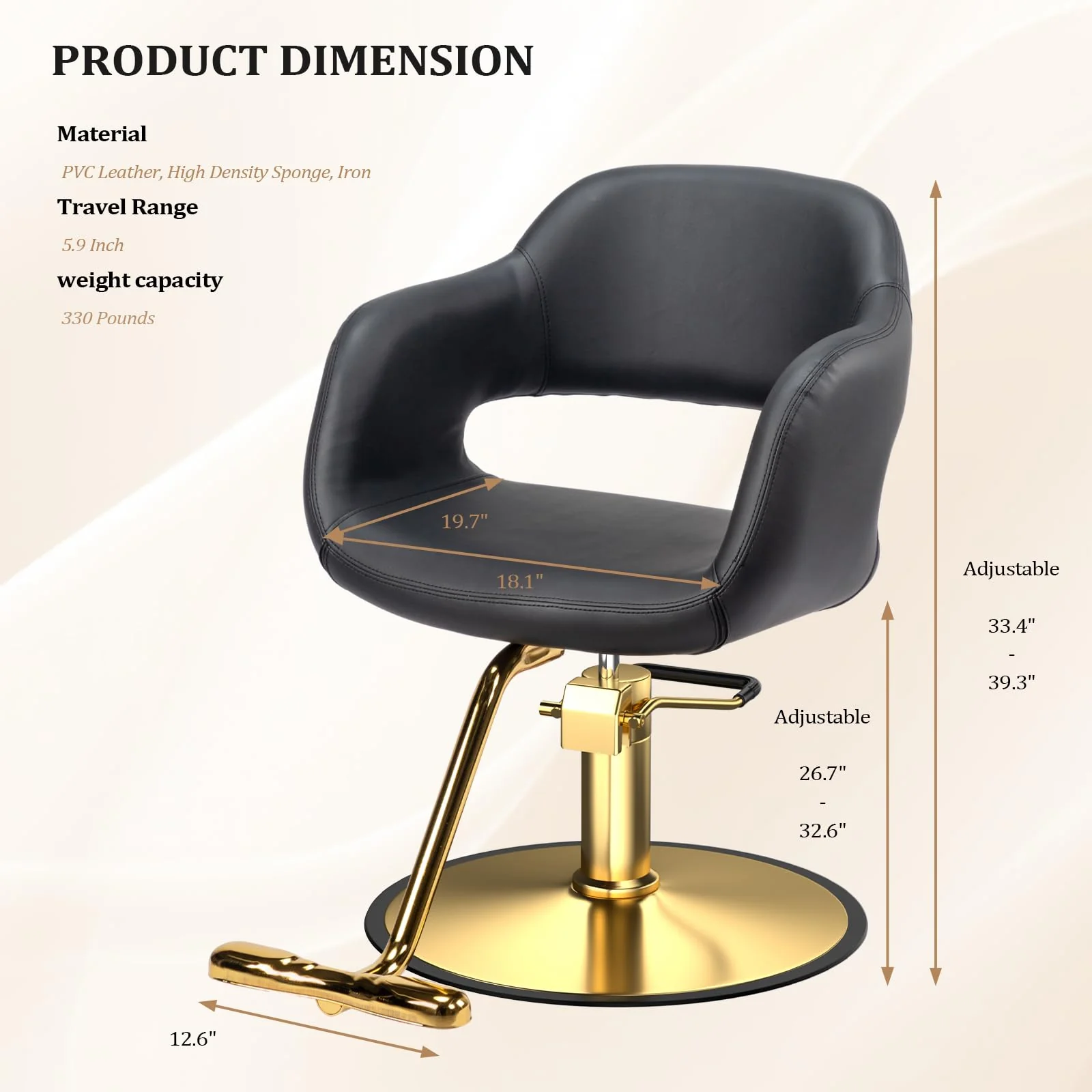 OmySalon SC3011 Heavy Duty 360° Swivel Hydraulic Styling Chair - Image 3