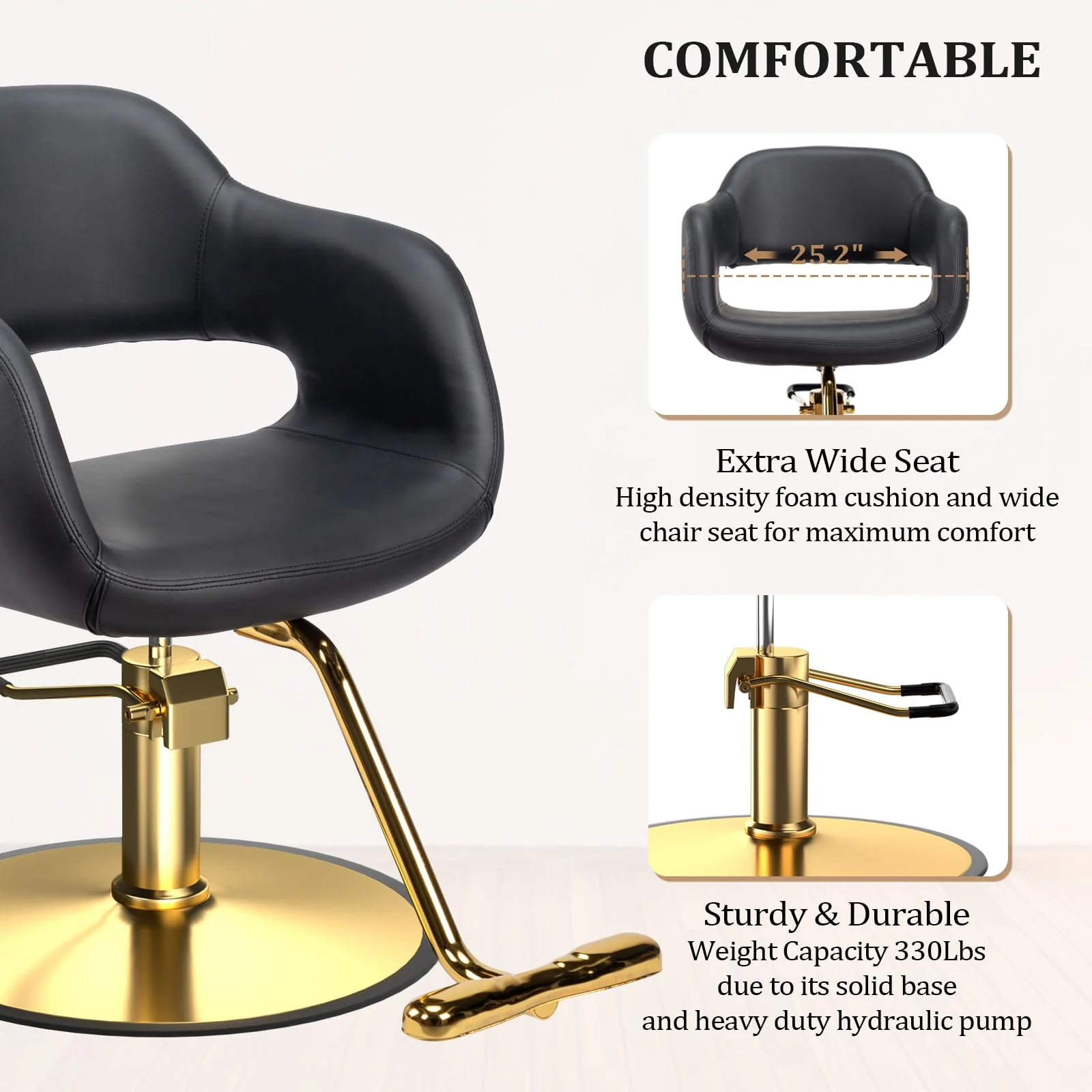 OmySalon SC3011 Heavy Duty 360° Swivel Hydraulic Styling Chair - Image 4