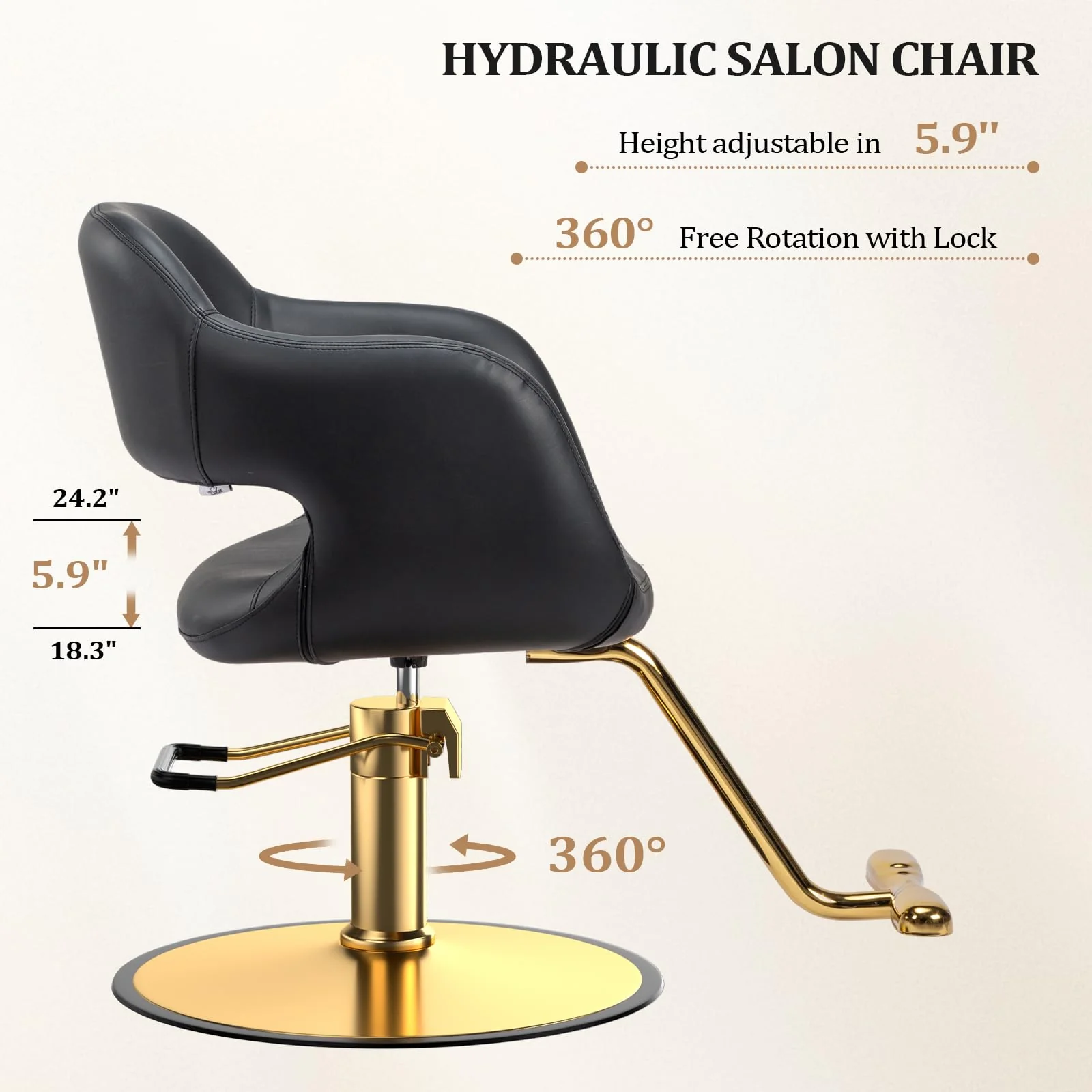 OmySalon SC3011 Heavy Duty 360° Swivel Hydraulic Styling Chair - Image 5