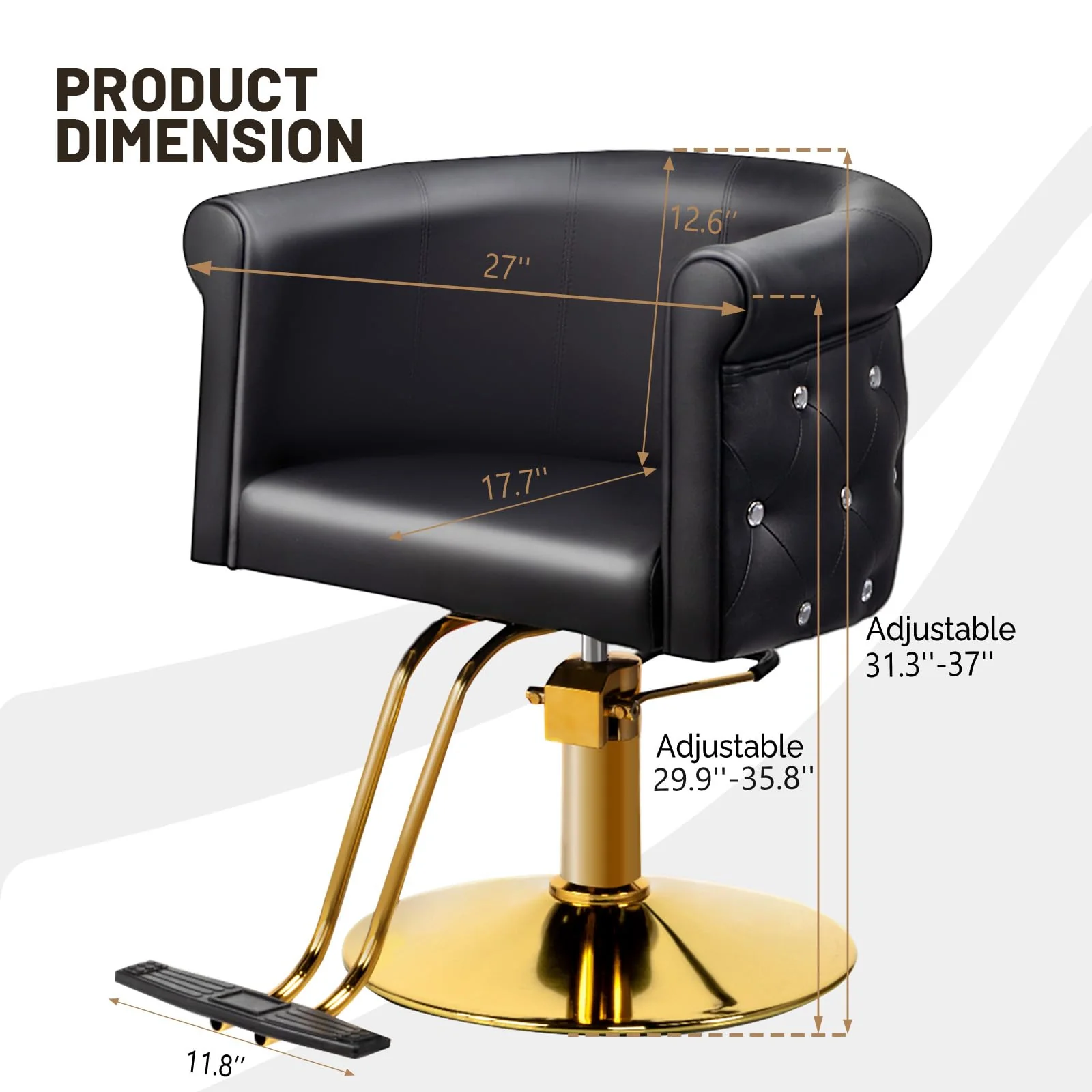 OmySalon SC3101 Modern Heavy Duty Hydraulic Swivel Hair Stylist Salon Chair w/Curved Backrest and Acrylic Button Accents - Image 10