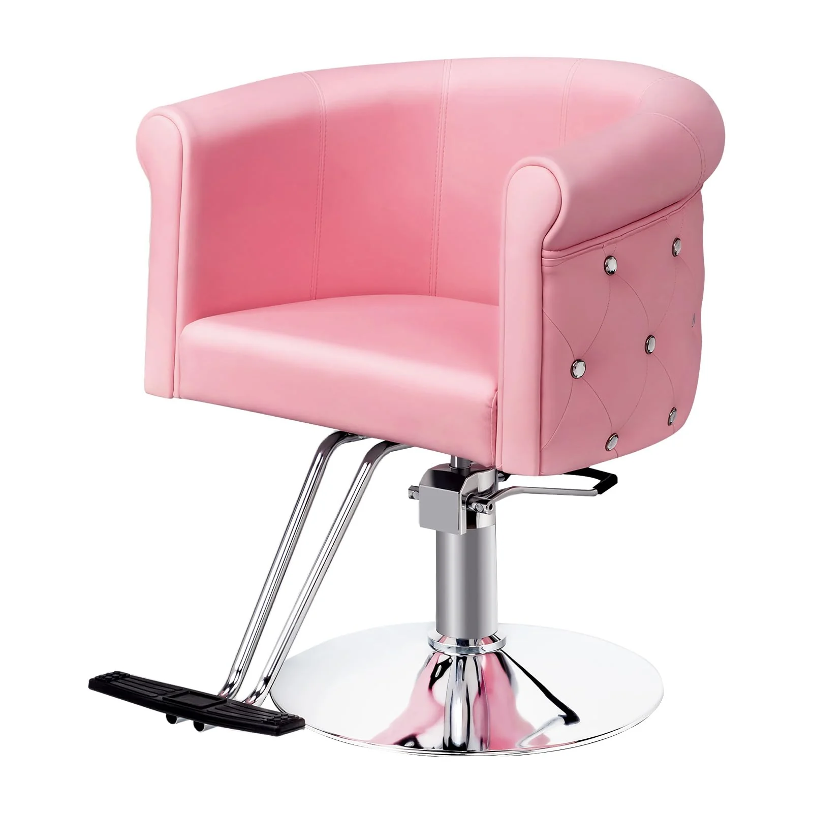 OmySalon SC3101 Modern Heavy Duty Hydraulic Swivel Hair Stylist Salon Chair w/Curved Backrest and Acrylic Button Accents - Image 16