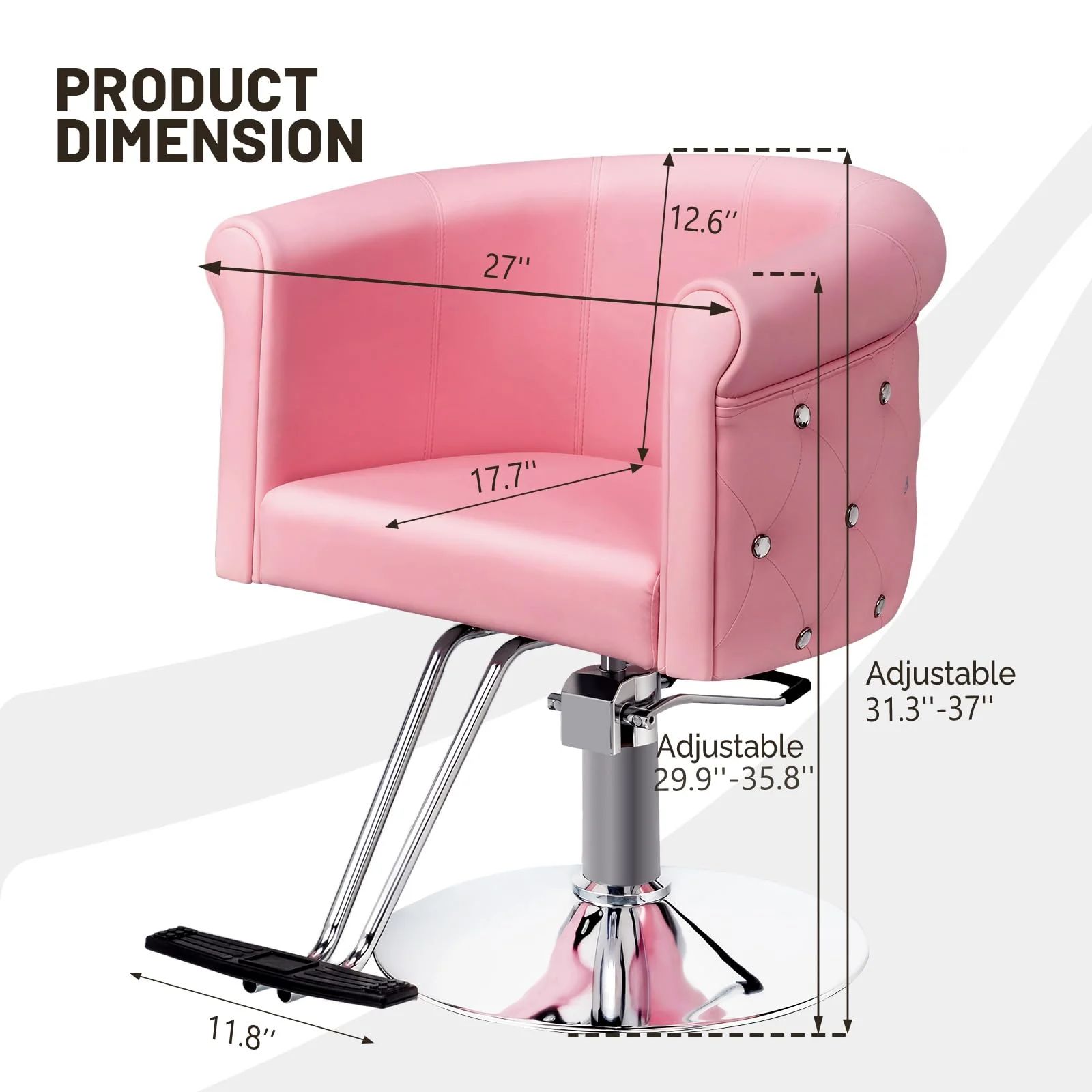 OmySalon SC3101 Modern Heavy Duty Hydraulic Swivel Hair Stylist Salon Chair w/Curved Backrest and Acrylic Button Accents - Image 18