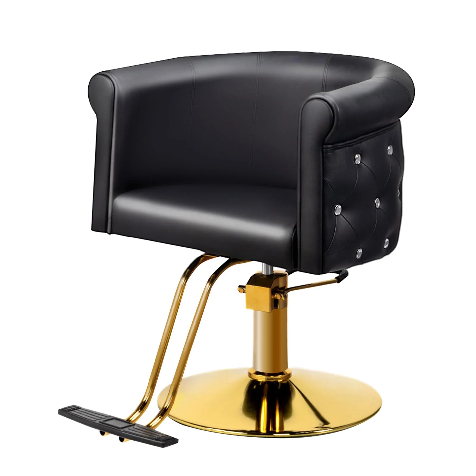 OmySalon SC3101 Modern Heavy Duty Hydraulic Swivel Hair Stylist Salon Chair w/Curved Backrest and Acrylic Button Accents - Image 8