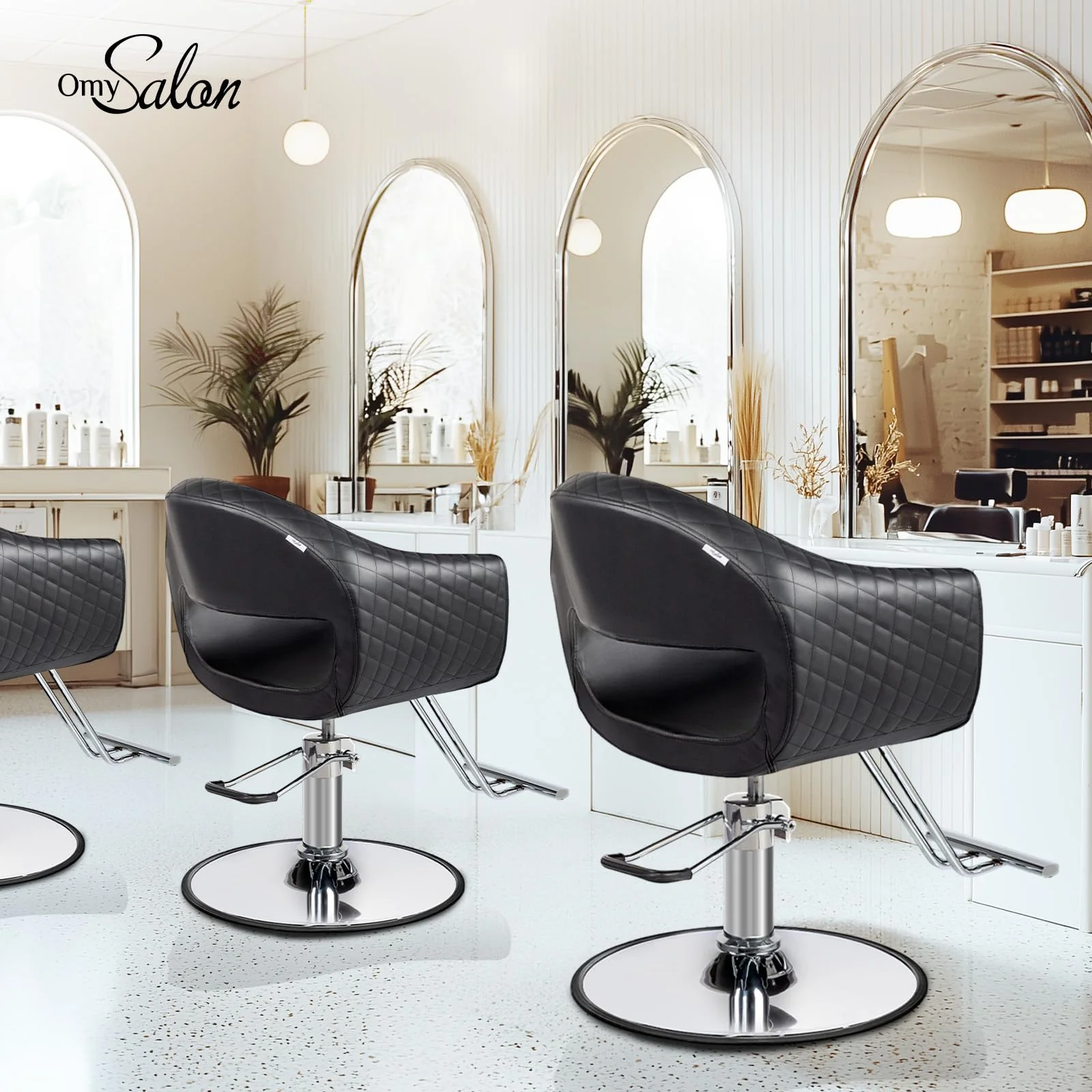 OmySalon SC3201 Eye-catching Rhombus Stitch Pattern Extra Wide Seat Hair Stylist Salon Chair - Image 10