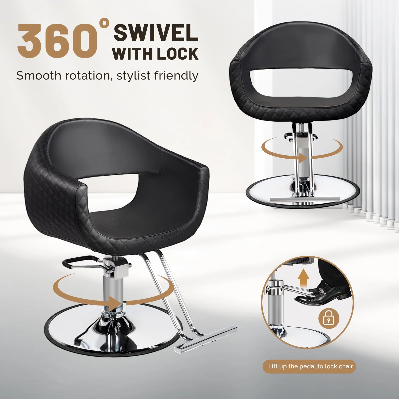OmySalon SC3201 Eye-catching Rhombus Stitch Pattern Extra Wide Seat Hair Stylist Salon Chair - Image 14