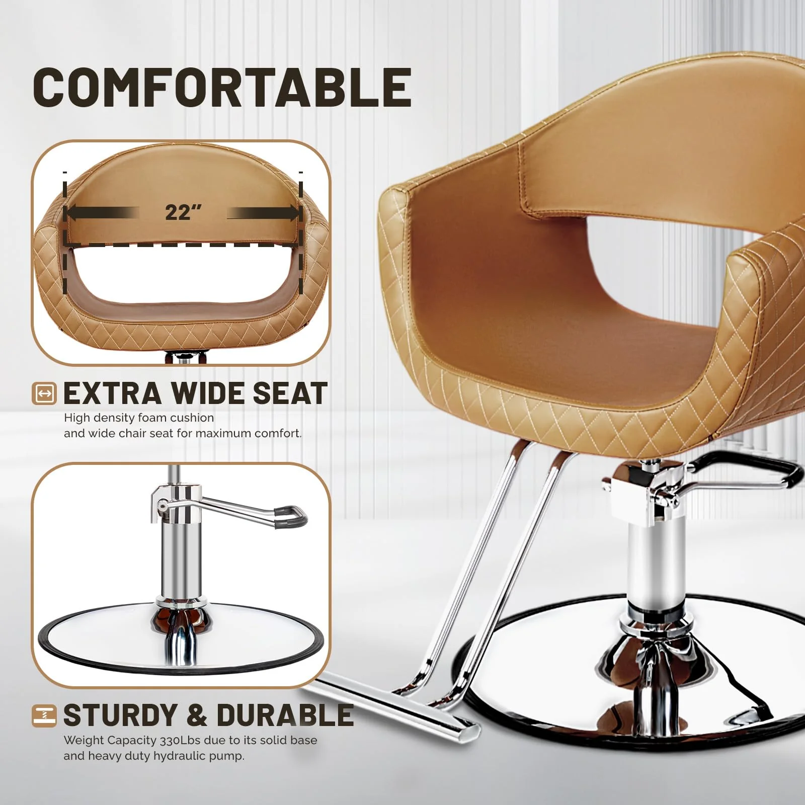 OmySalon SC3201 Eye-catching Rhombus Stitch Pattern Extra Wide Seat Hair Stylist Salon Chair - Image 20